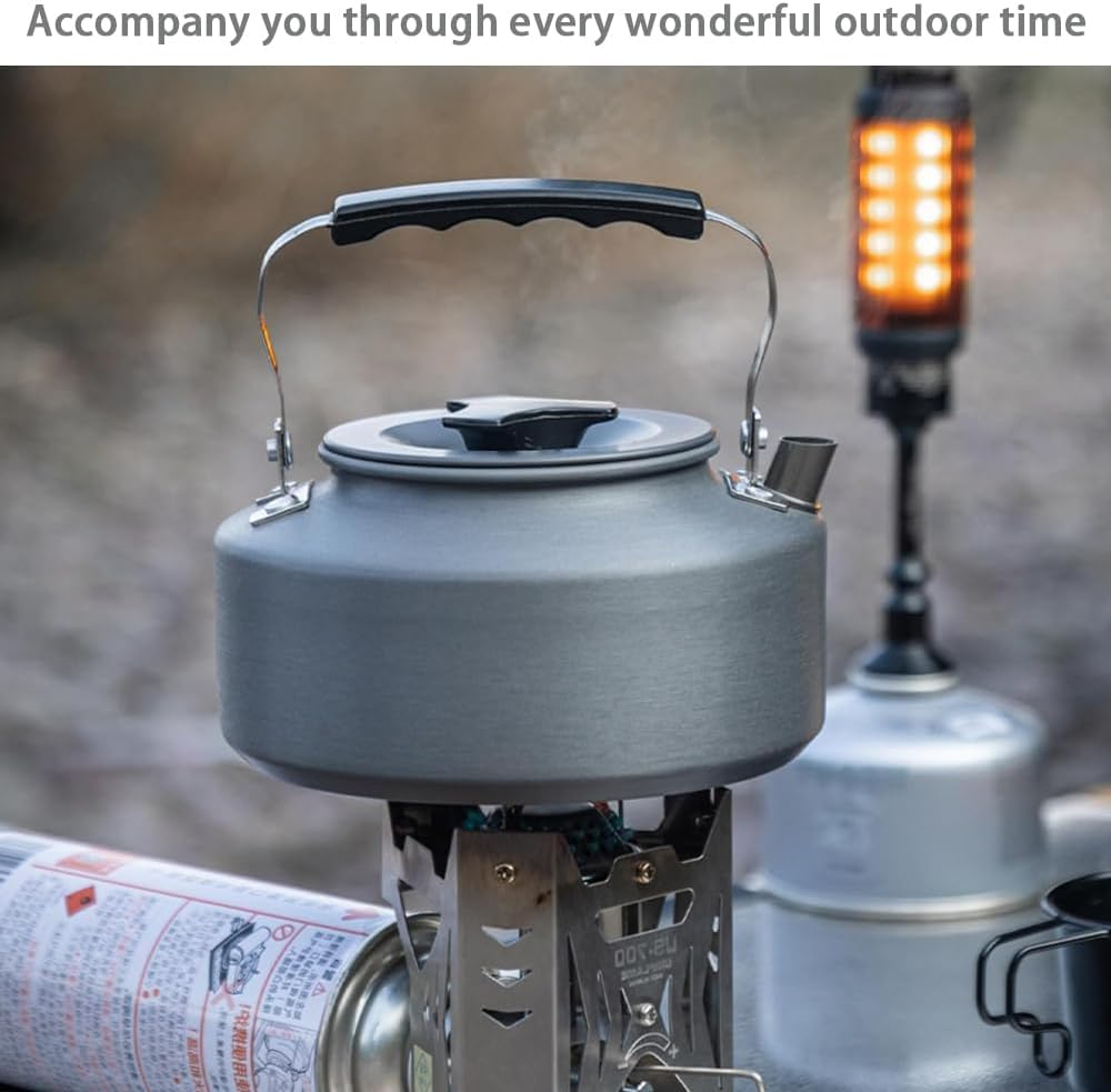 1L Camping Kettle, Portable Camp Tea Pot, Ultra-Light Coffee Tea Pot, Aluminum Water Boiler for Outdoor Backpacking Picnic Fishing image number 4