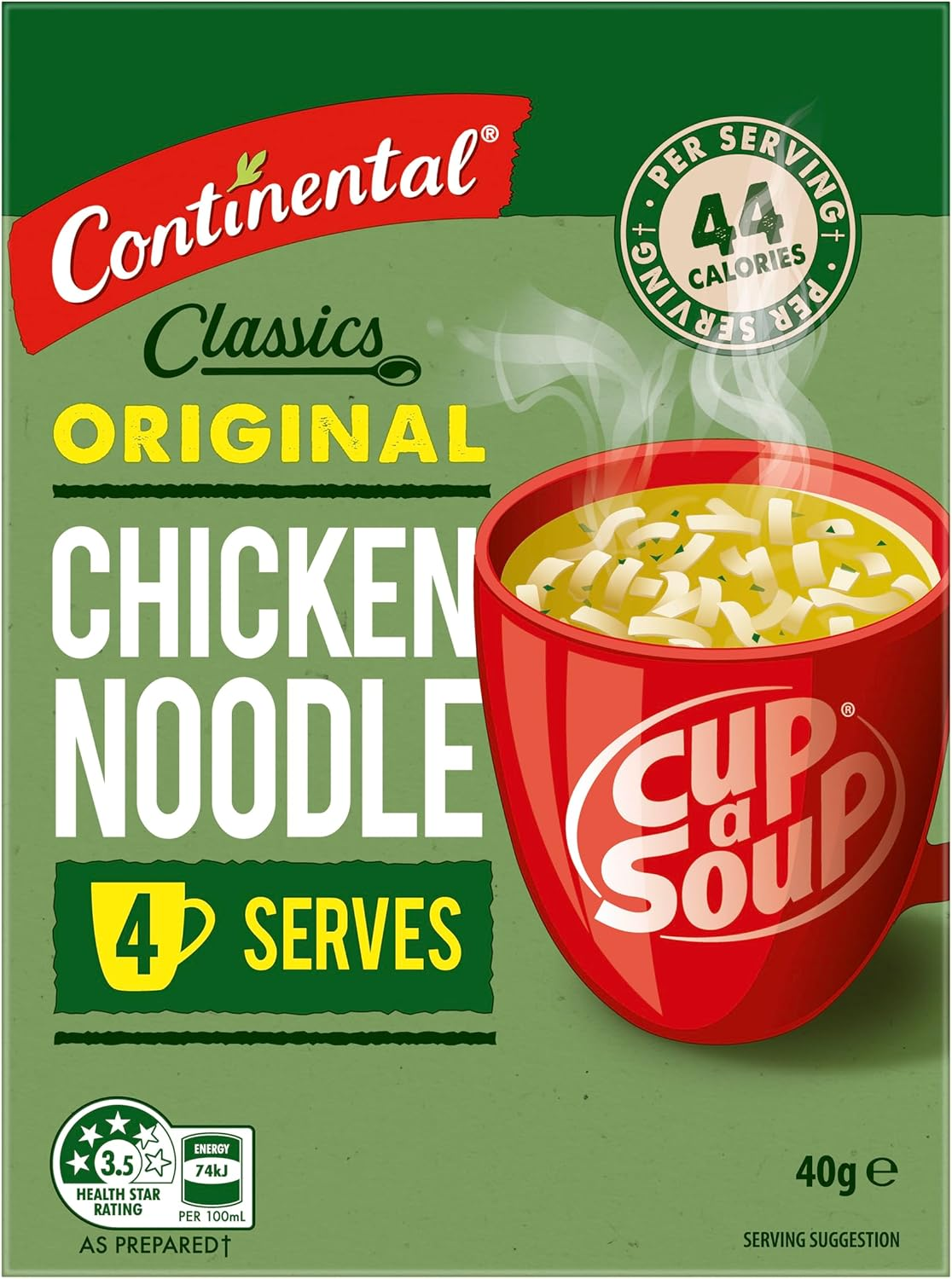 CONTINENTAL Cup-A-Soup | Classic Chicken Noodle, 4 Pack, 40G