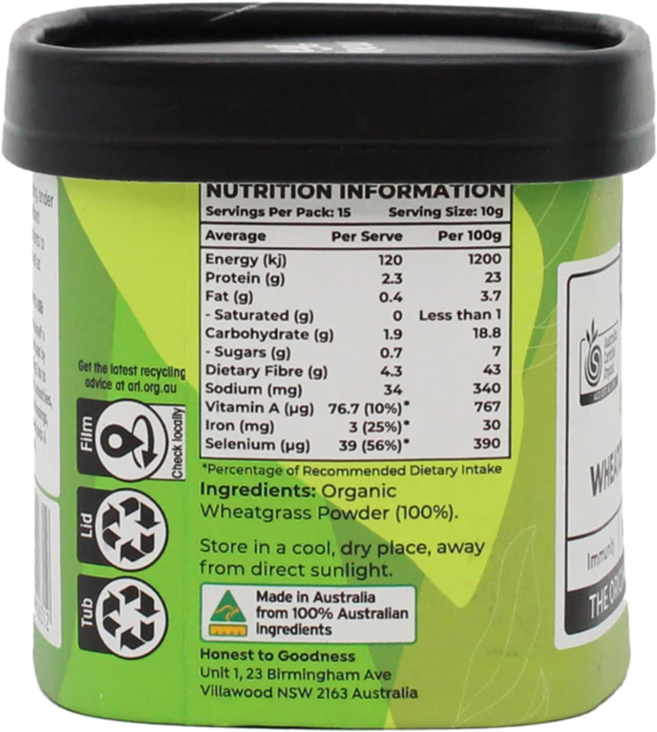 Honest to Goodness, Organic Wheatgrass Powder - 150 Gram Canister image number 2