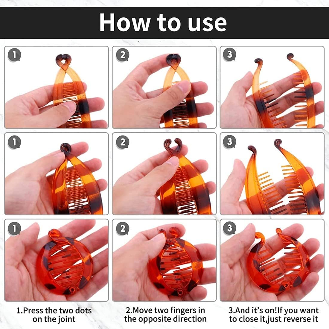 SJBAUTYO Pack of 4 Banana Clips, Hair Clips, Banana Fish, Banana Clip, Combs Fish Clips, Banana Clip, French Banana Clip for Women, Girls for Long, Curly or Straight Hair image number 4