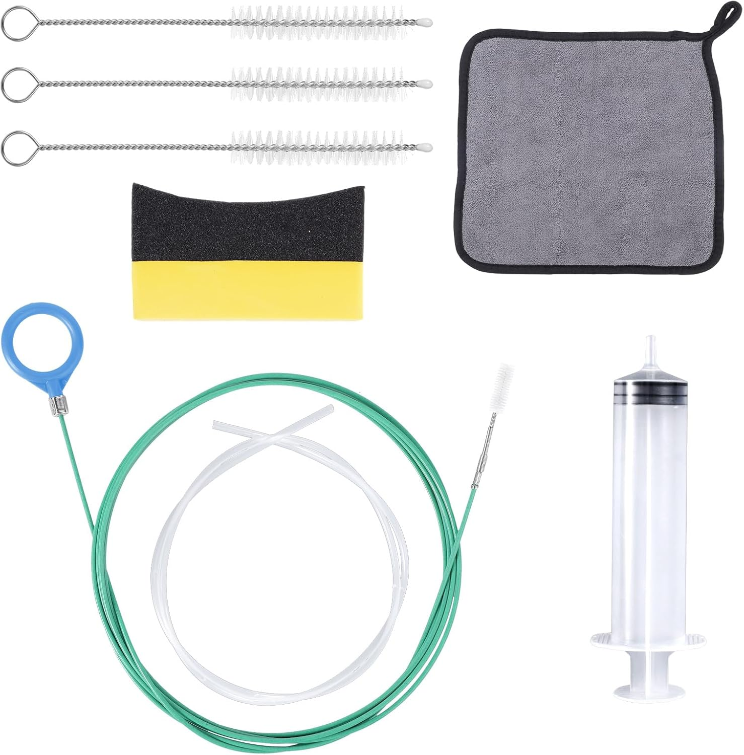 Auto Sunroof Drain Cleaning Tool, Include 118In Long Tube Cleaner, Cloth, Cleaning Brush, Sponge, Syringe & Syringe Hose, Soft Pipe Cleaners Use for Car Wiper Sunroof Trunk Drains Hole image number 3