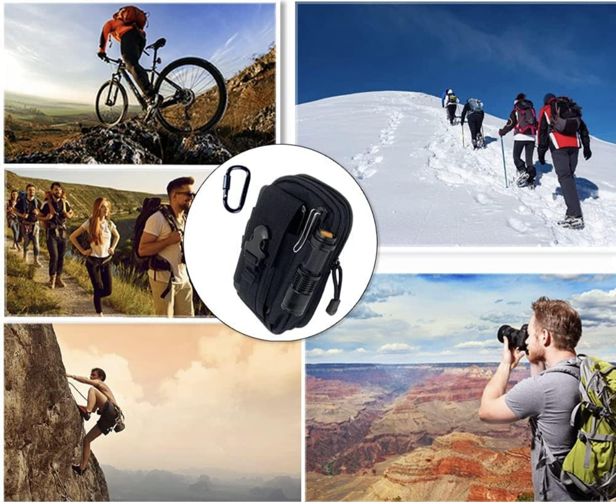 Tactical Pouch Multipurpose Waist Bag Tactical Holster Military Waist Belt Bag Wallet Pouch Purse Phone Case with Zipper Compatible with Most Models Cell Phone - Black image number 4