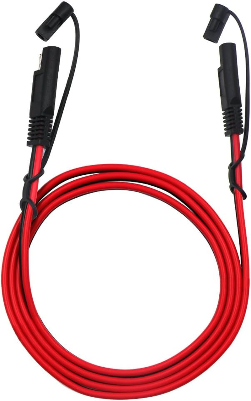 SAE to SAE Solar Charger Cable 12V Extension Battery Quick Disconnect 2-Pin Plug 6FT 16AWG with Waterproof Caps