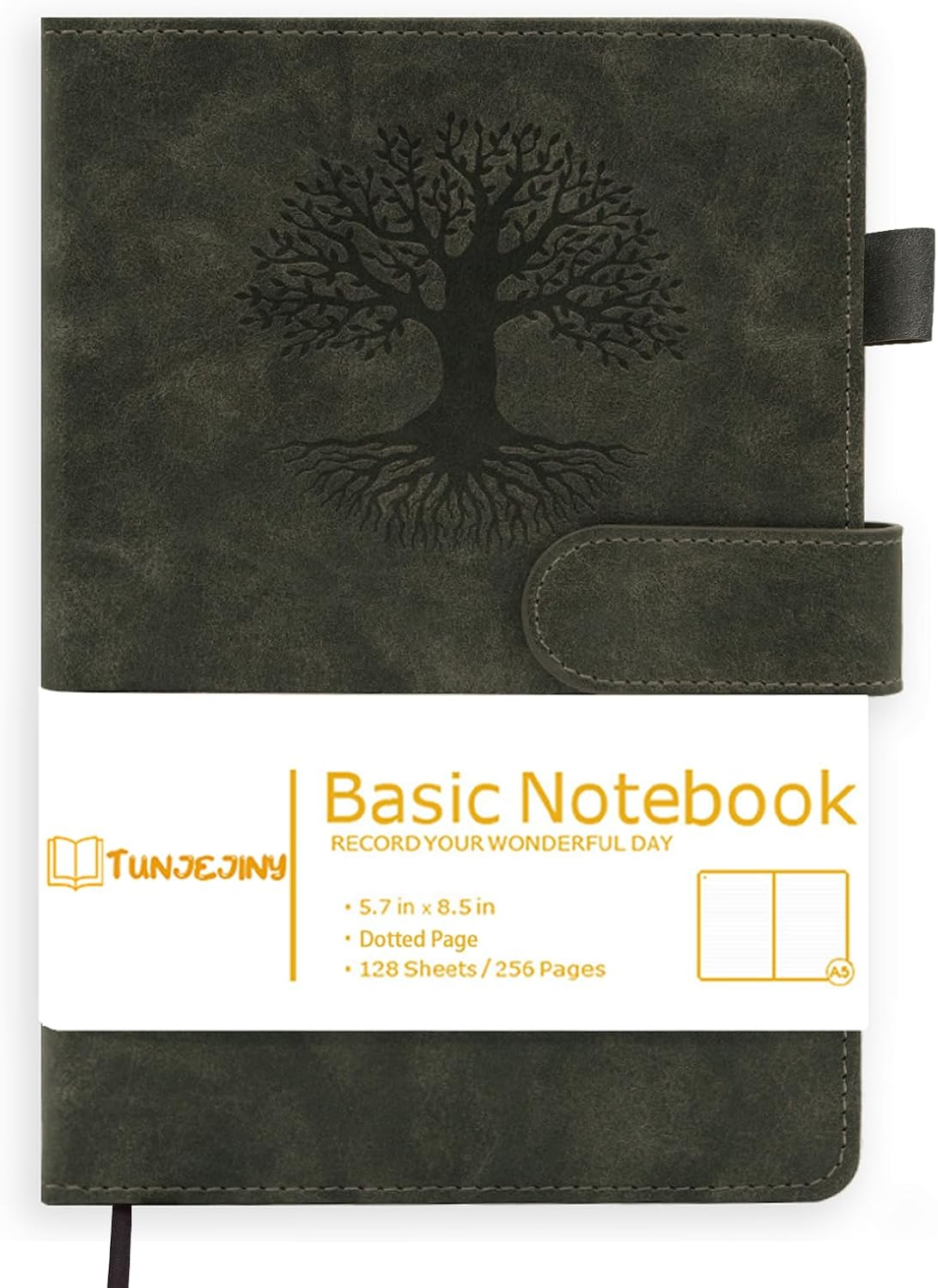 TUNJEJINY Lined Journal Notebook for Women & Men, Hardcover Leather Journal for Writing, A5 College Ruled Notebook for Work & Note Taking, Perfect for Office School Home Supplies, 256 Pages