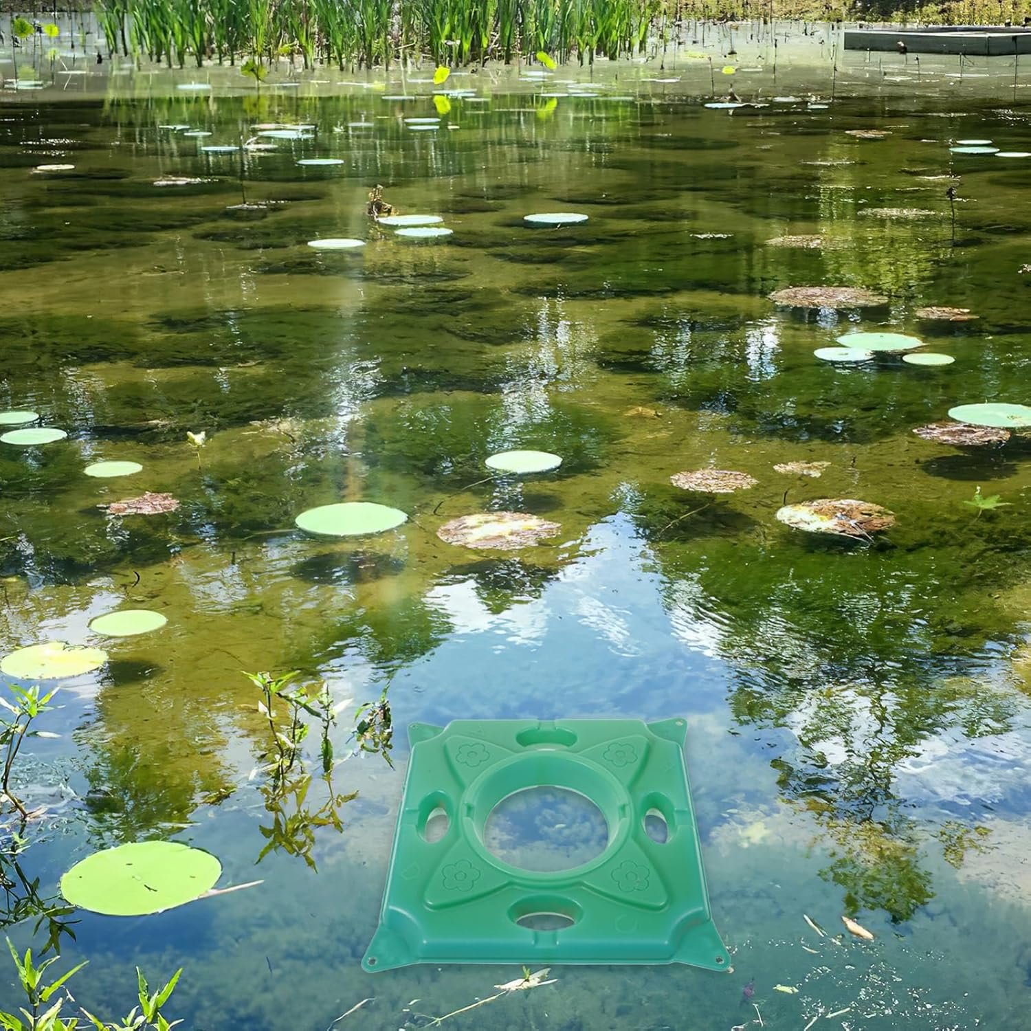 Parliky Floating Plant Island Raft Hydroponics Gardening Supply 33X33X5Cm Artificial Wetland Ecosystem Floating Planter for Ponds Aquatic Plant Floater image number 2