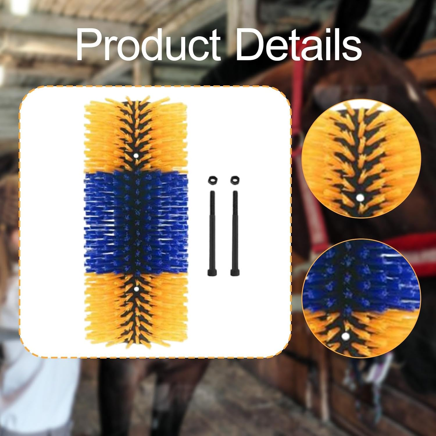 JISADER Livestock Scratching Brush, Back Scratching Massage Brush for Livestock, Cattle, Cow, Goat, Horse, Yellow Blue image number 4