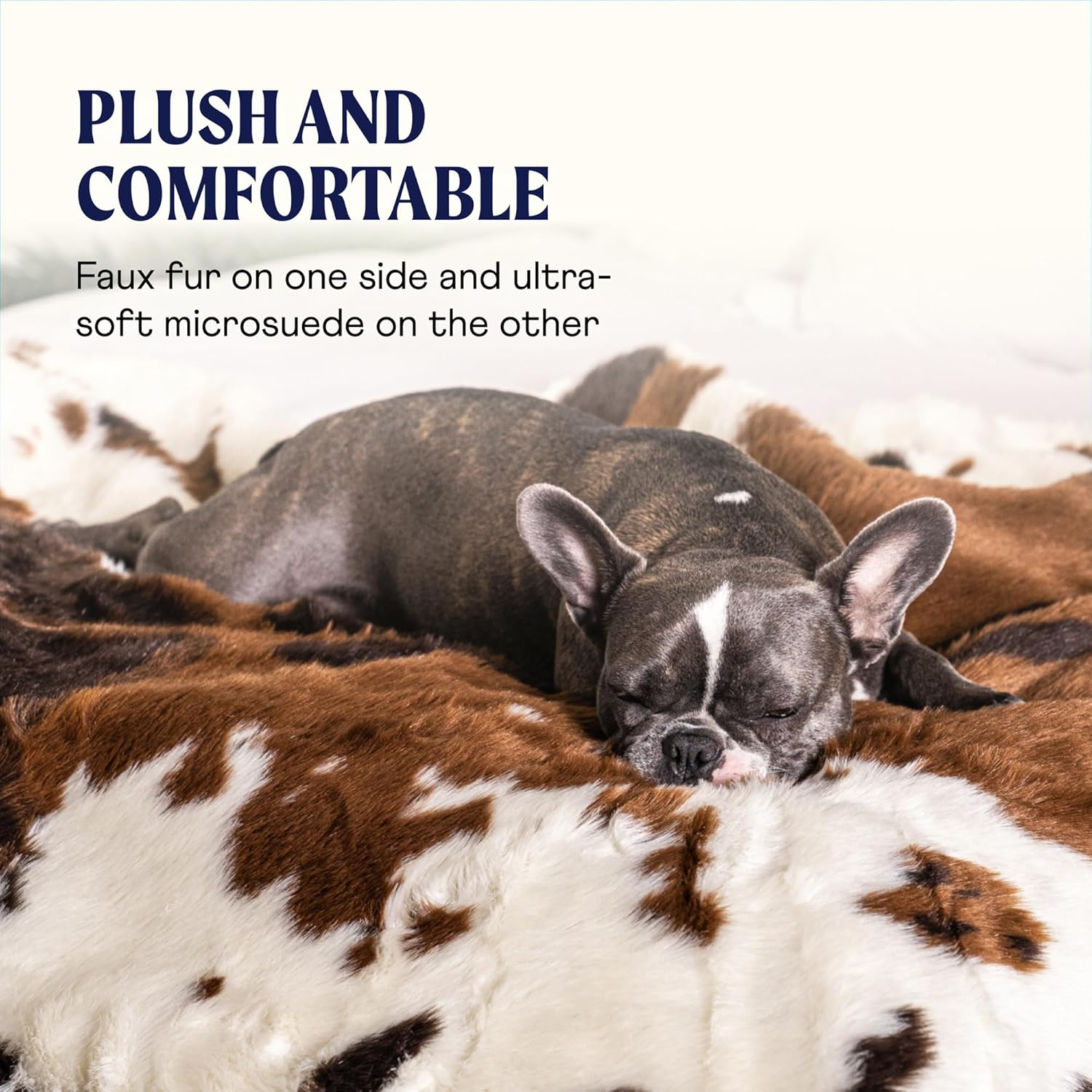 Pupprotector Waterproof Throw Blanket for Dogs and Cats, Pet Blanket Cover for Couches, Sofas, Beds, Car Seats, Furniture, Calming Soft Faux Fur, Brown Cowhide, Original (60" L X 50" W) image number 3