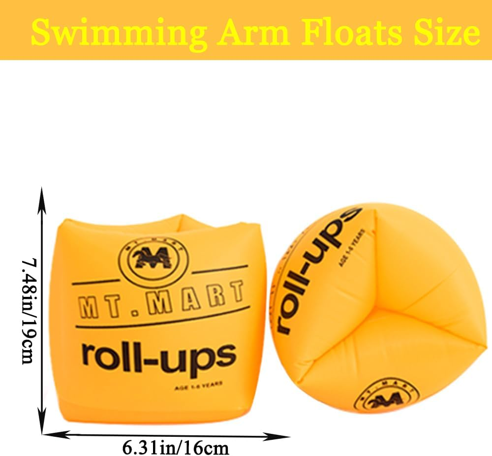 Zningesxi 2 Pack Arm Swimming Floaties Adult Armlets Sleeves Rings Tube Floater Arm Swim Bands Float PVC Inflatable - Yellow image number 4