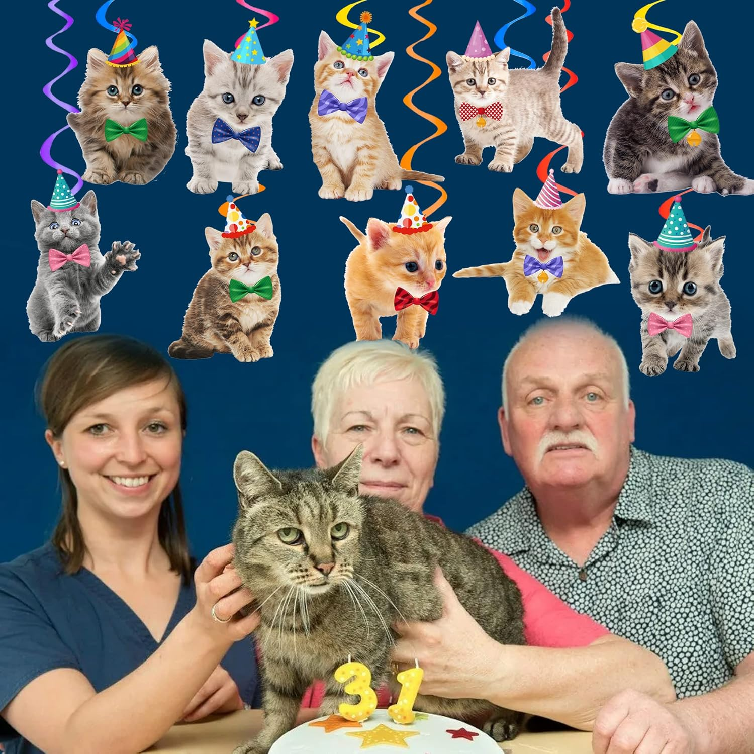 20Pcs Cat Hanging Swirls Decorations Cat Kitten Birthday Party Decorations Baby Cat Swirl Decorations for Cat Lover Kids Pet Cat Theme Birthday Party Pet Adoption Party Supplies image number 1