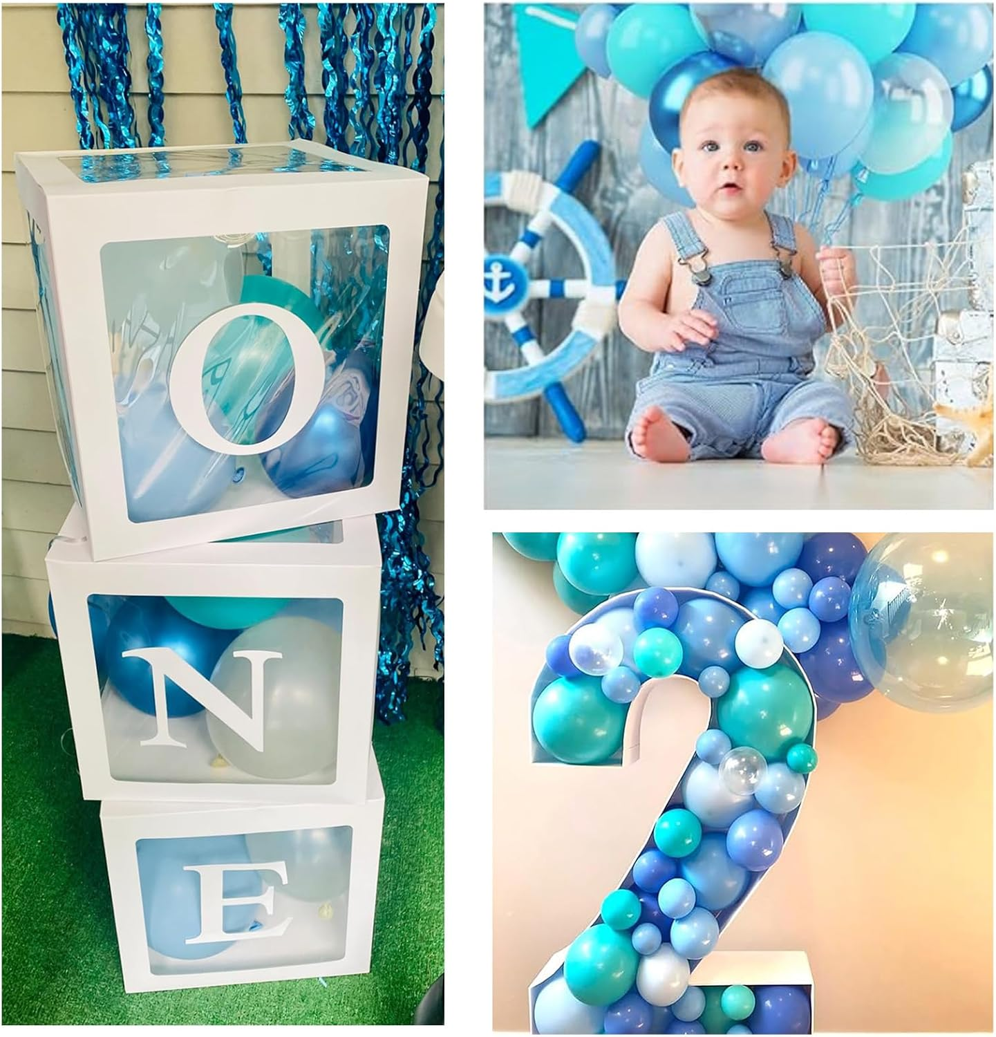 60PCS Teal Blue Balloons Set, Turquoise Blue & Pearl Balloons, Metallic Blue Balloons for Birthday, Baby Shower, Shark, under the Sea, Ocean Party Mermaid Theme Decorations image number 4