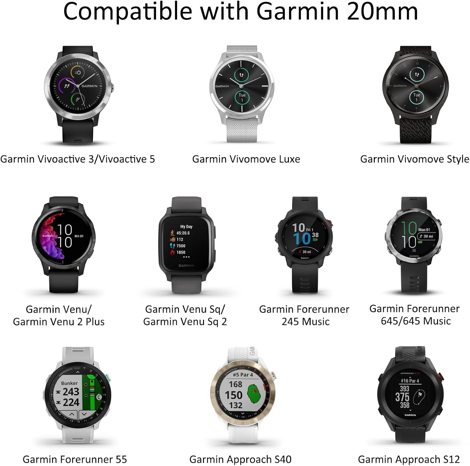 3 Pack Elastic Bands for Garmin Forerunner 245/245 Music Bands Women Men, 20Mm Soft Stretchy Nylon Sport Straps for Garmin Vivoactive 6/5/3 Smartwatch - Green Arrow+Leopard+Black image number 7