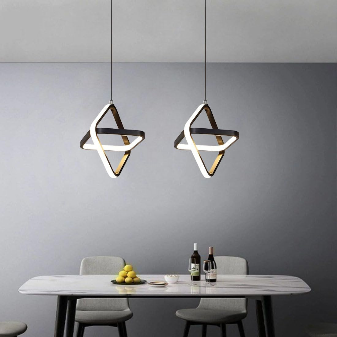 Modern Led Pendant Light Fixtures Island Adjustable Height Hanging Lights for Kitchen Dining Room Bedroom Living Room Foyer, Black