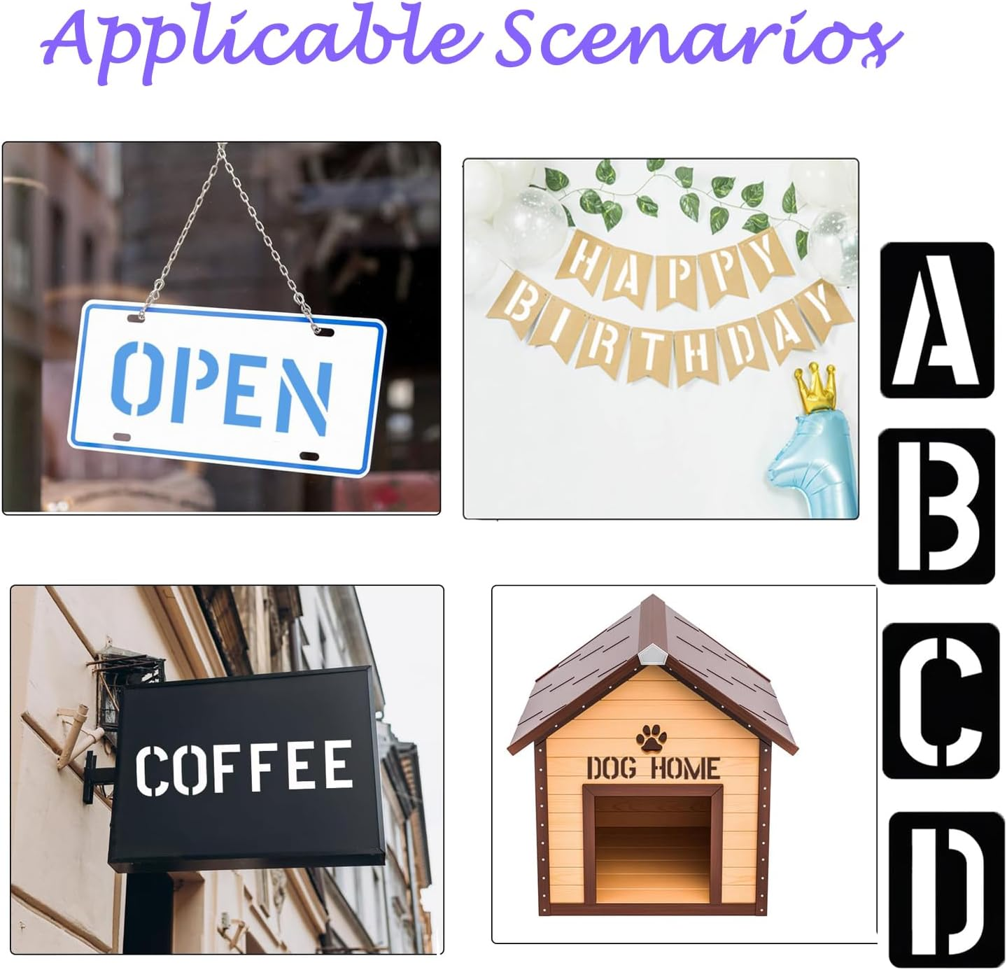 Plastic Letter Stencils Set, 42Pcs Reusable Waterproof Spray-Painted Alphabet Stencils for DIY Craft, Large Calligraphy Letter and Number Templates with Smoth Edges for Painting on Wall, Wood