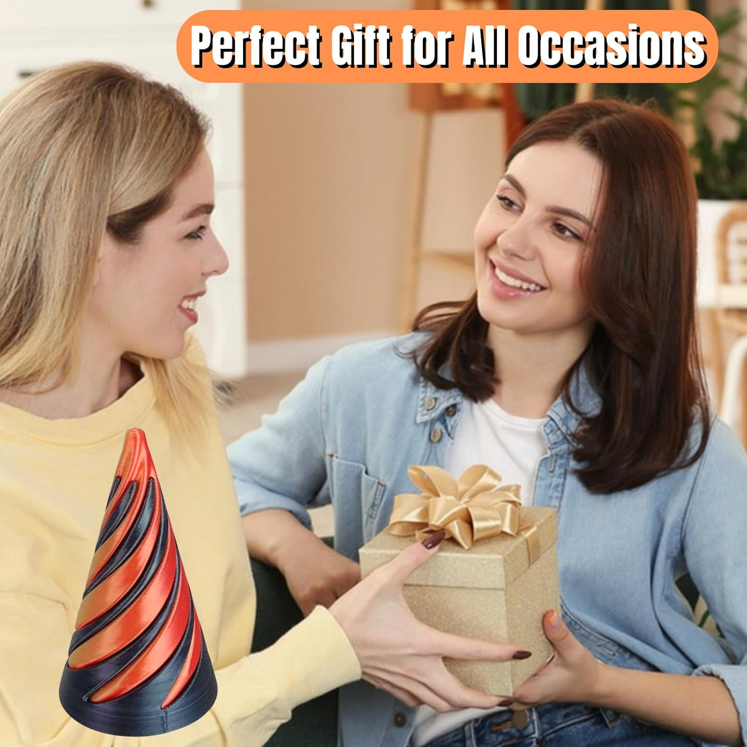 Impossible Pyramid Passthrough Sculpture, Pass through Pyramid Fidget Toy 3D Printed Spiral Cone Fidget Toy, Mini Vortex Thread Illusion, Desktop Deco Souvenir Gift Mini Stress Relief Desk Toy image number 4