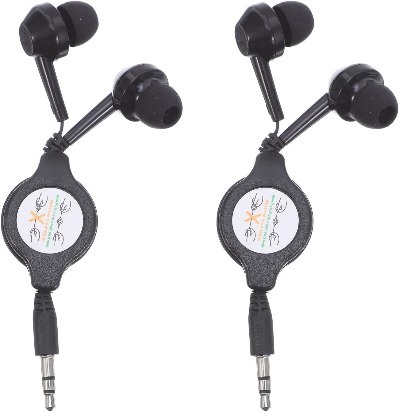 DOITOOL 2Pcs Double-Pull Retractable Earphones Wired Ear Design for Work Study Travel USB Charging for Portable Use image number 1