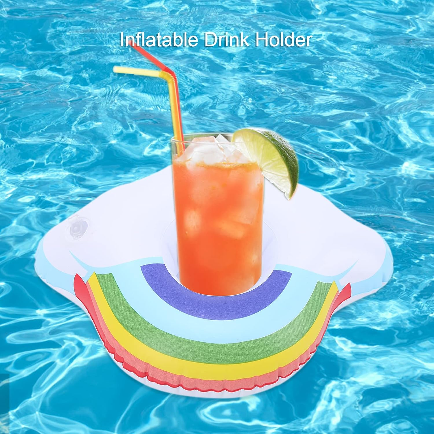 Inflatable Drink Holder, Cloud and Rinbow Inflatable Cup Holders Super Stable Portable for Hot Tubs for Pool Party image number 1