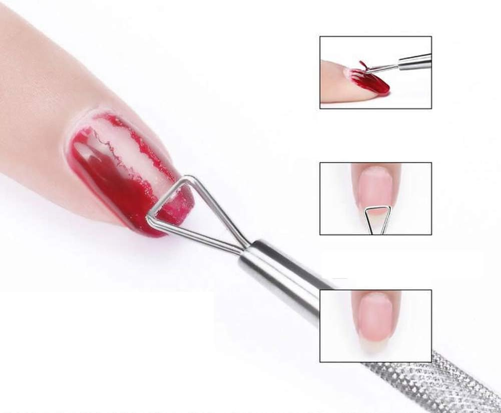 4 Pieces Nail Cuticle Pusher Stainless Steel Cuticle Pusher Triangle Cuticle Peeler Scraper Cuticle Pusher Nail Cleaner Remove Gel Nail Polish Nail Art Remover Tool for Fingernail and Toenail, Silver image number 3