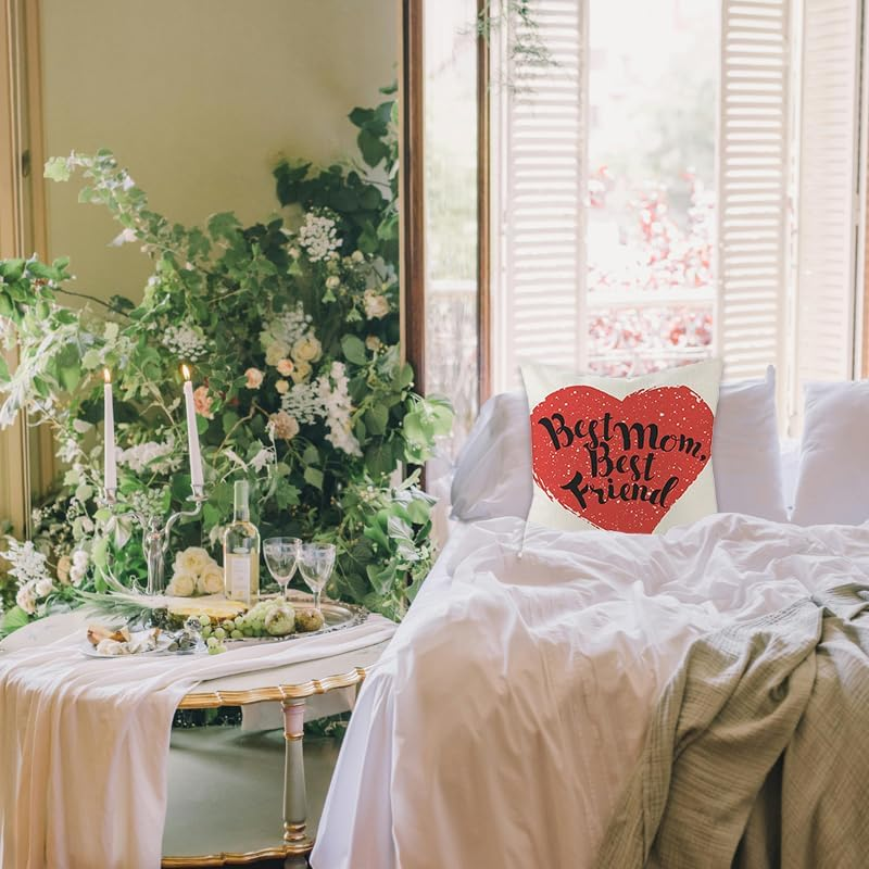 Best Mom Best Friend Pillow Covers Gifts for Mom Mommy Birthday Christmas Mother&rsquo;S Day Gifts for Friends 18 * 18 Pillowcase Cushion Cover for Sofa Bed Couch Living Room House Decors