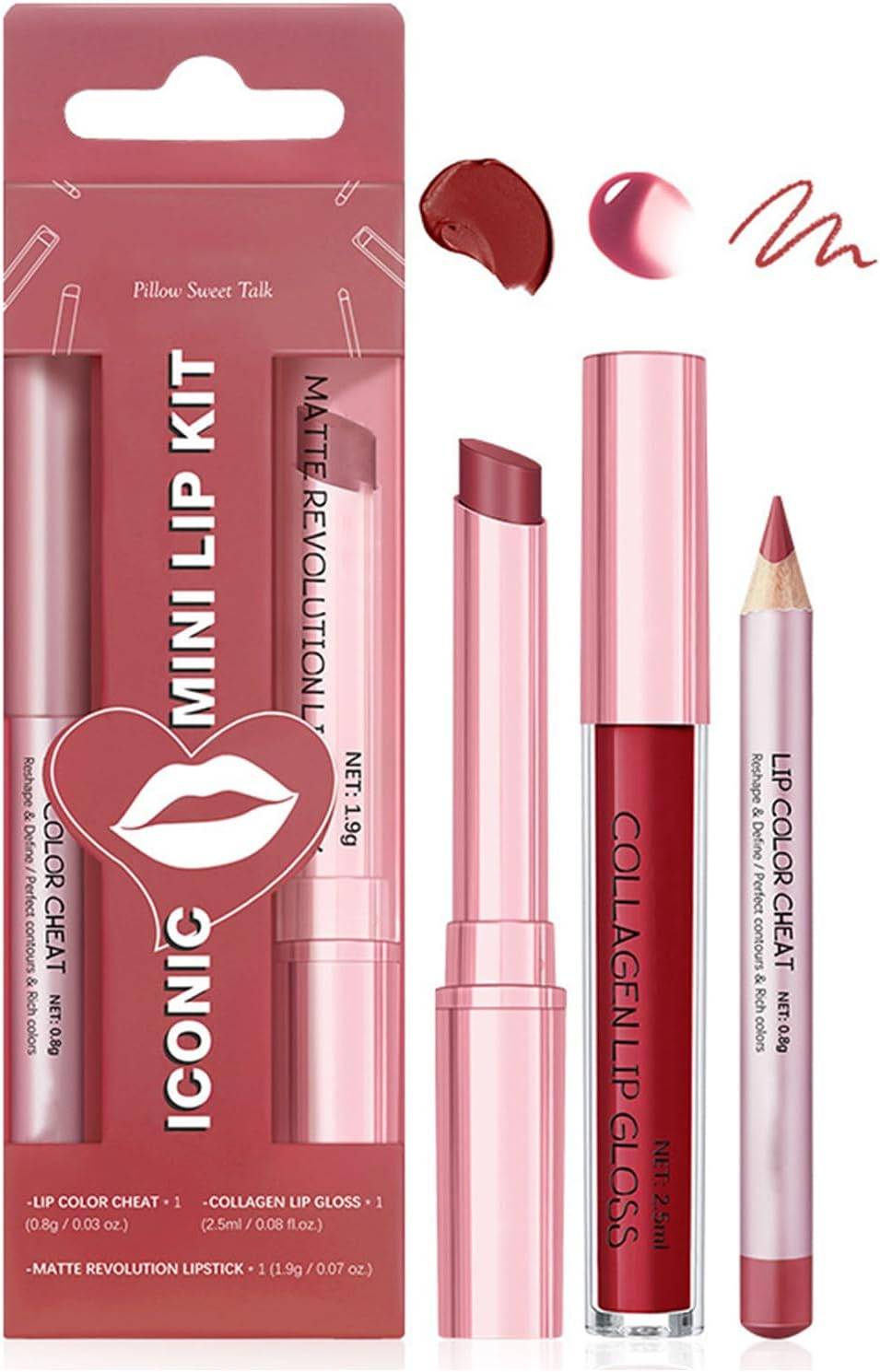 Volume Hack Trio Lip Kit - Lip Liner and Lipstick Combo Set, Long-Lasting, Smudge-Proof, High Pigment Velvet Finish, Hydrating Comfortable Wear (2#)