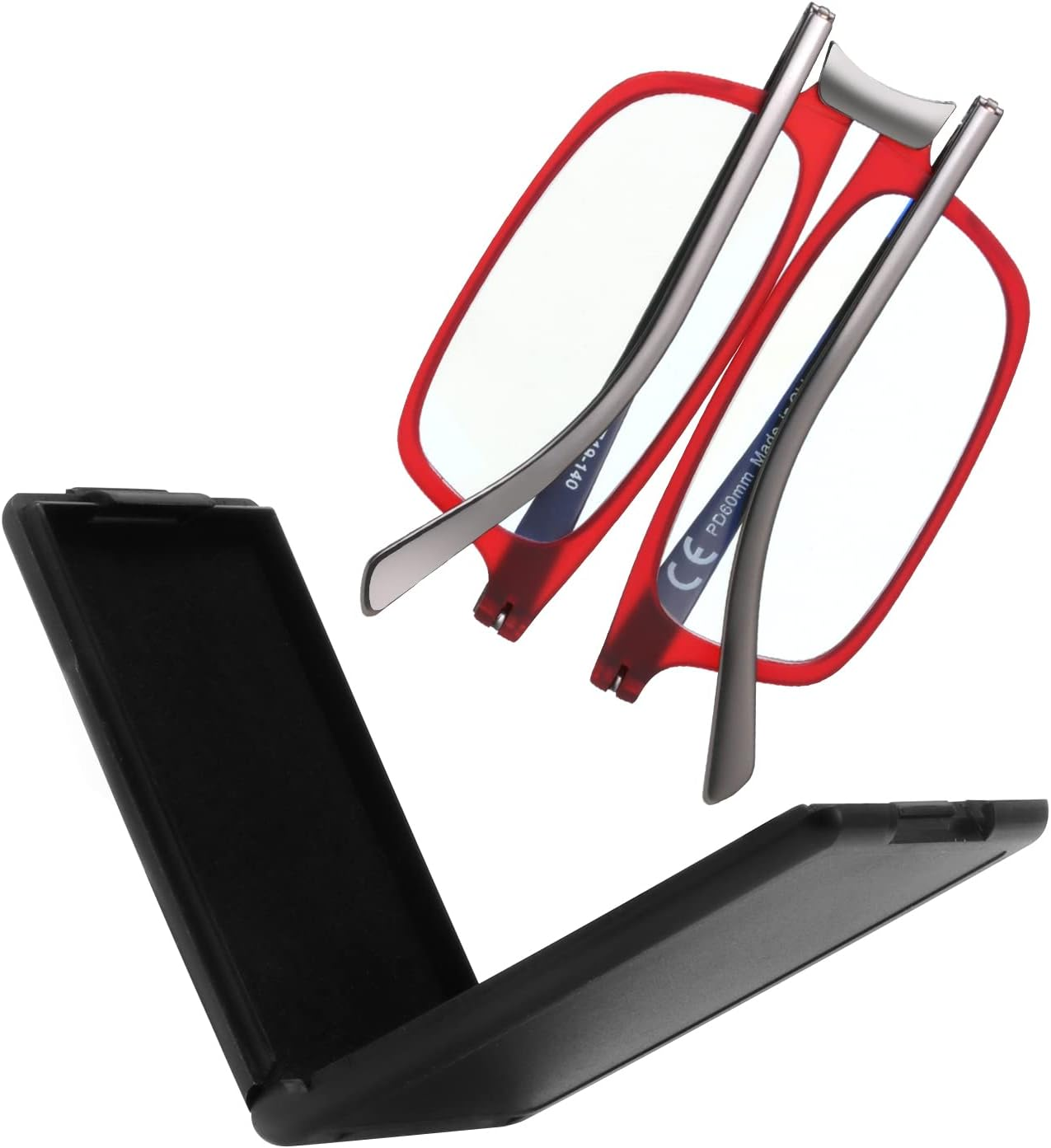 SKYOAK Unbreakable Evolved Flat Folding Reading Glasses Full Size Blue Light Foldable Portable Readers with Case