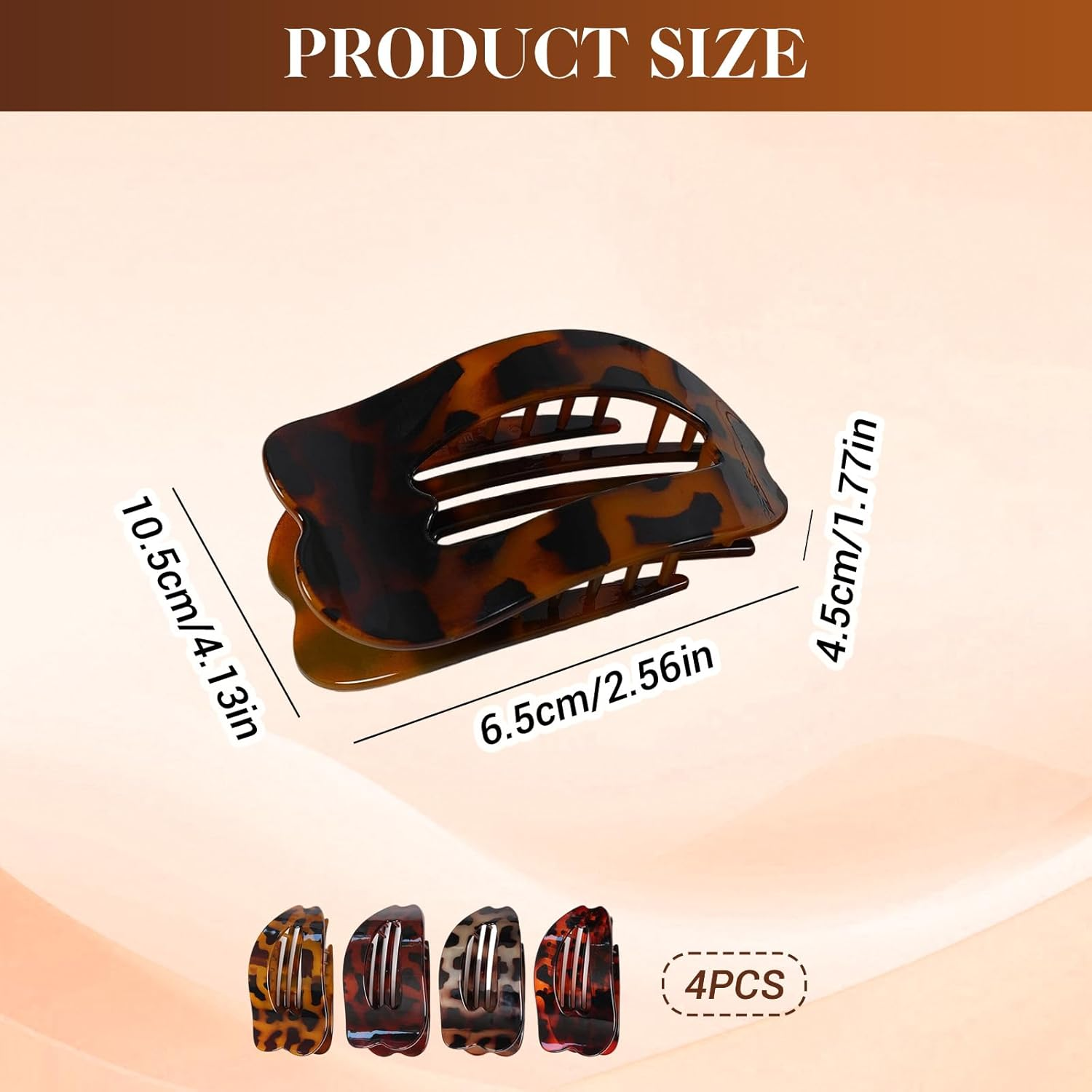 Auroriel 4 Pieces Flat Hair Clips for Women Girls Shiny Flat Crab Clips Firm Hold Hair Clips for All Hair Types Large Hair Crab Clips for Daily Use image number 1