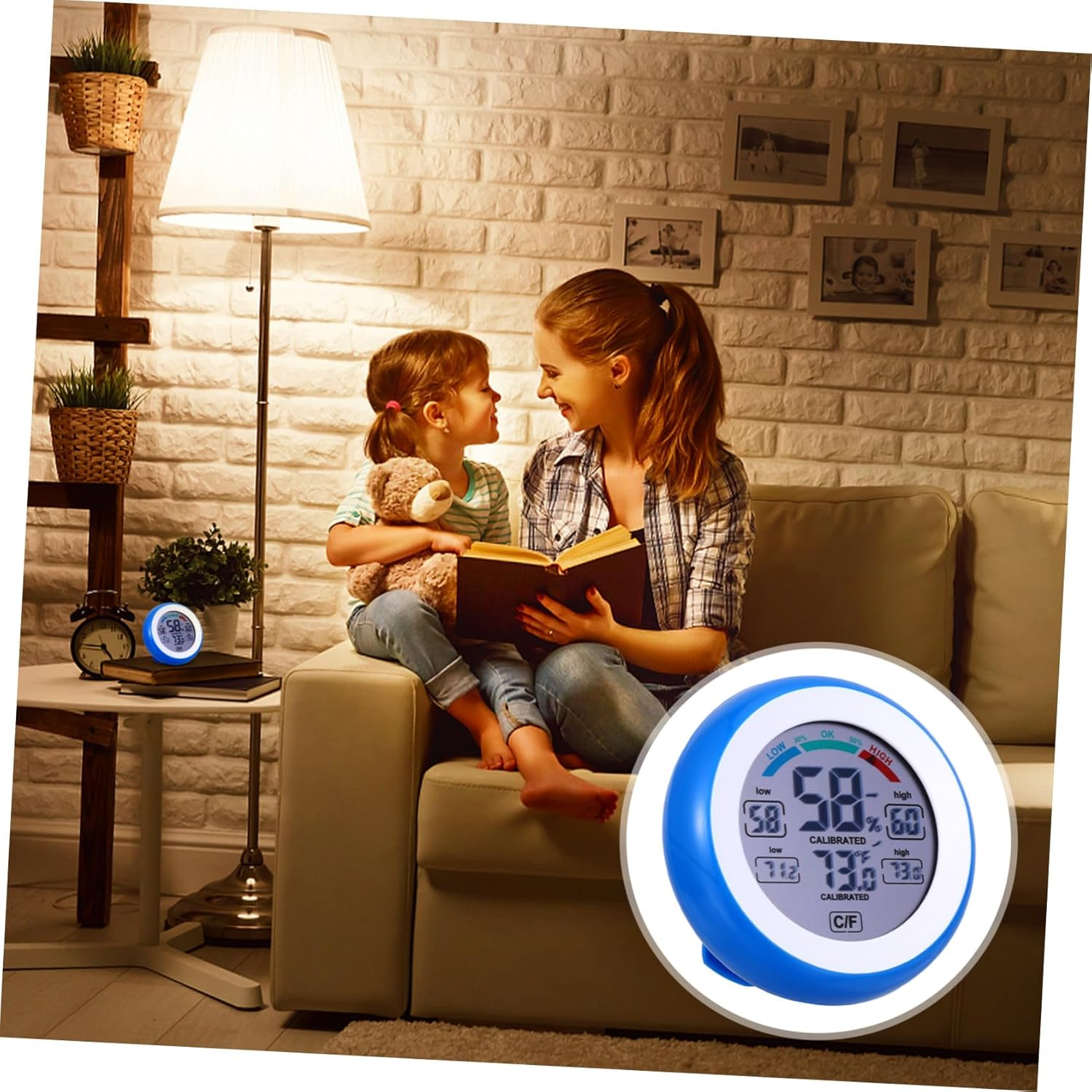 Digital Indoor Thermometer Hygrometer Temperature Gauge with LCD round Display Humidity Level Icons Values Comfort Indicator Switchable for Bedroom Office Greenhouse image number 1