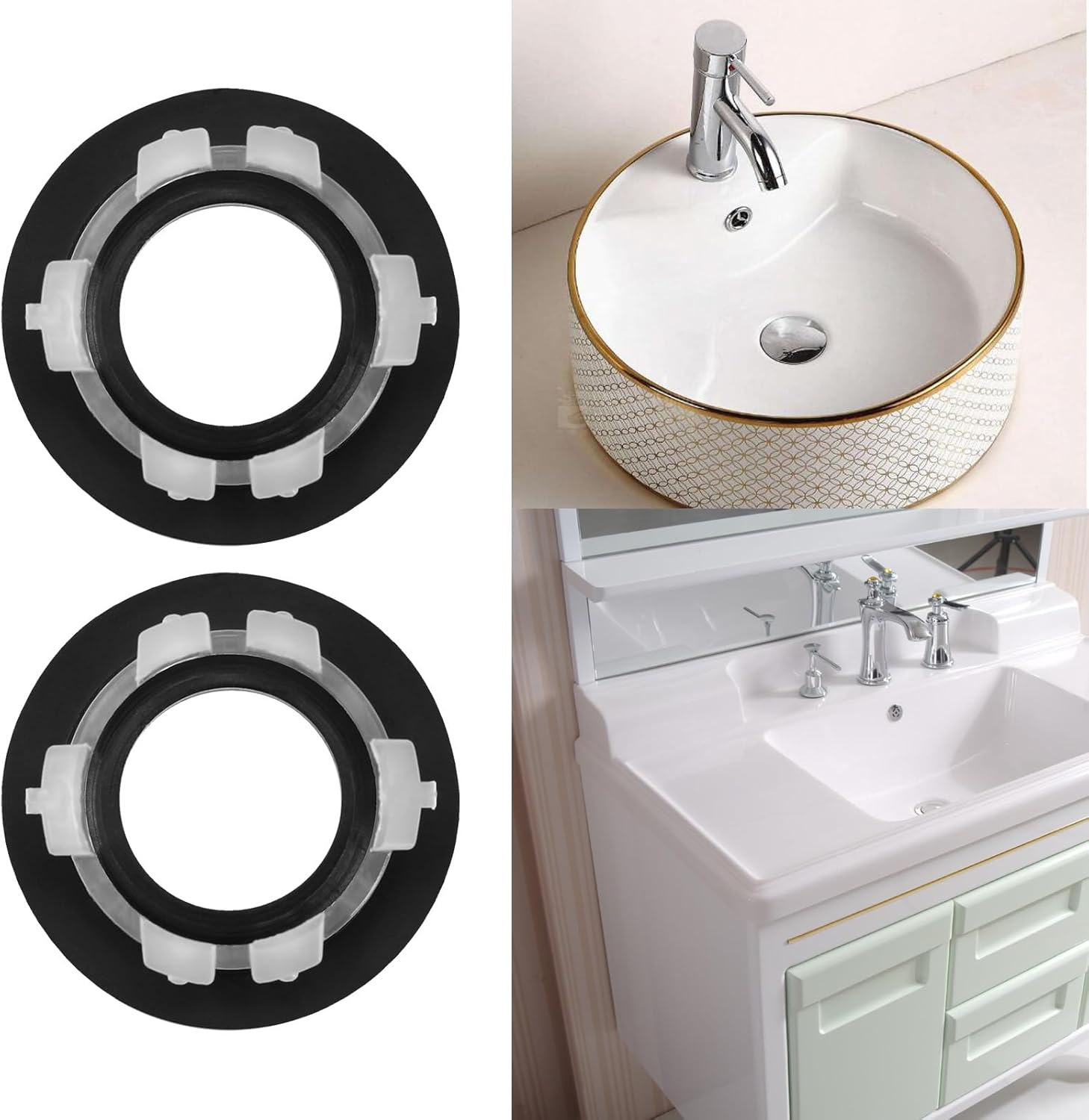 VGOL 6PCS Basin Sink Overflow Cover Black Brass Insert Hole Trim Cap Ring Kitchen Sink Decoration for Standard 22Mm to 24Mm Overflow Holes image number 2