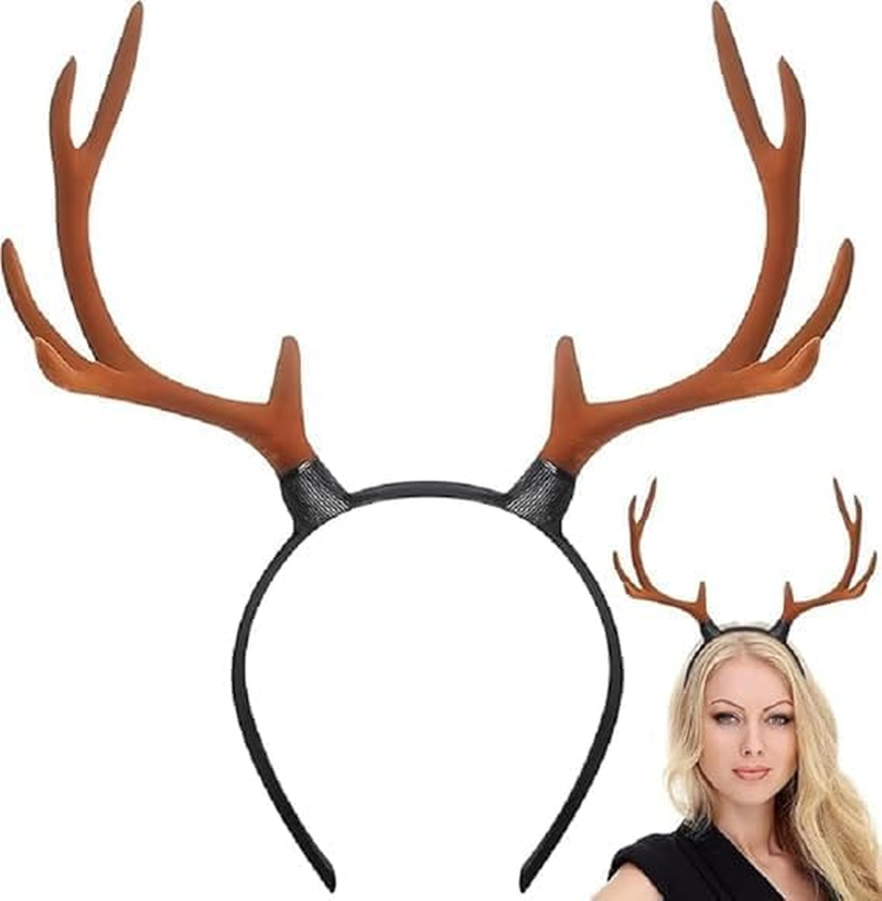 Reindeer Antlers Headband 1Pcs, Fabric Costume Headpiece for Adults and Kids, Halloween Cosplay Party Christmas Decoration image number 4