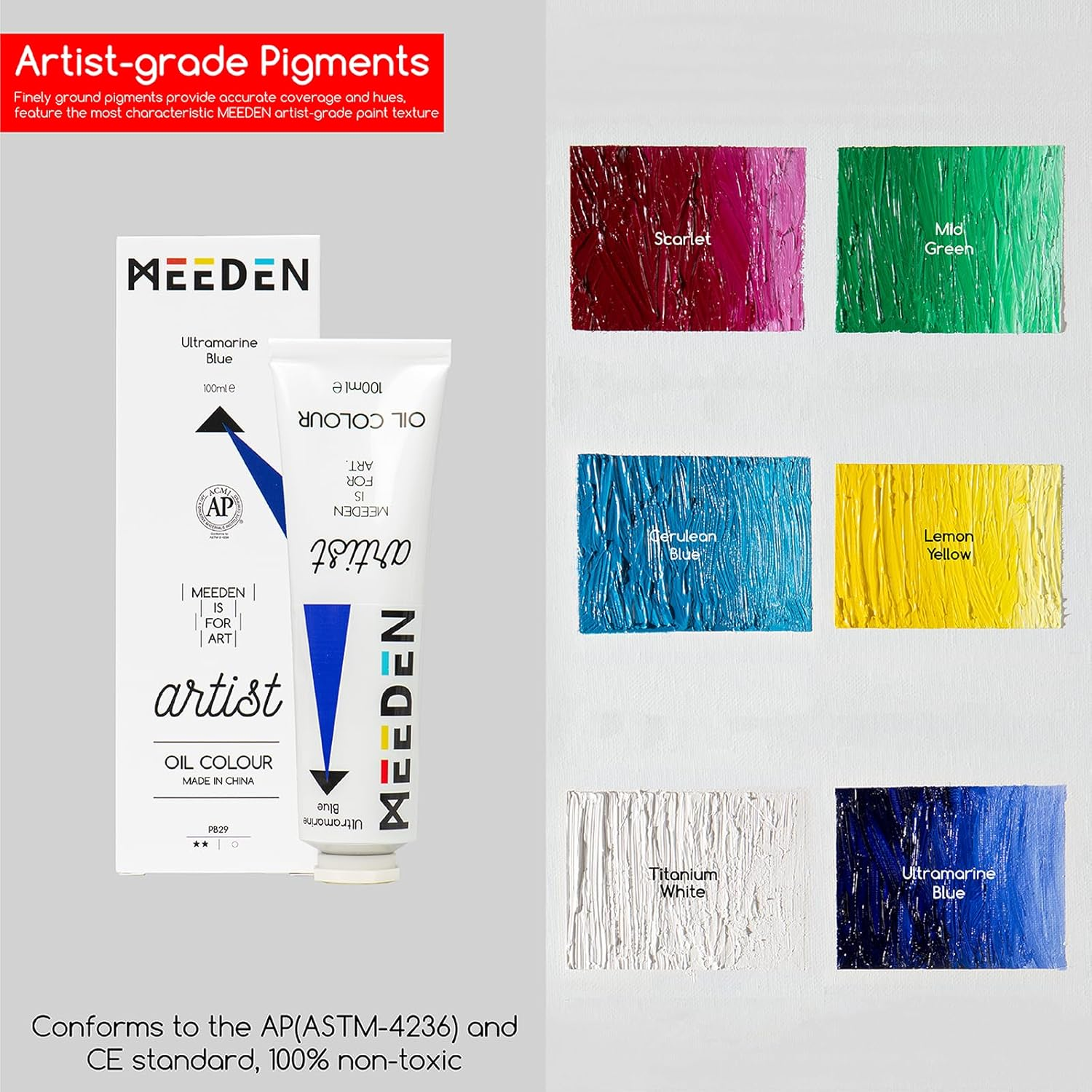 MEEDEN Oil Painting Set, Paint Supplies with Tabletop Easel, Art Painting Kit with 6 X 100Ml Artist-Grade Oil Paints, Stainless Steel Palette Knives for Adults, Artist image number 3
