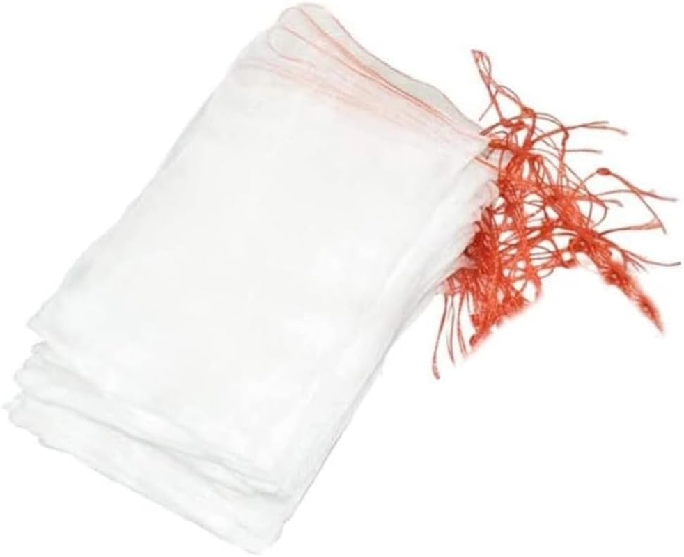 50 PCS Fruit Protection Net Bags with Drawstring,Agriculture Garden Fruit Vegetable Protection Net Bags,Garden Plants Cover Mesh Netting,Mesh Exclusion for Pest Control (10Cm X 15Cm) image number 6