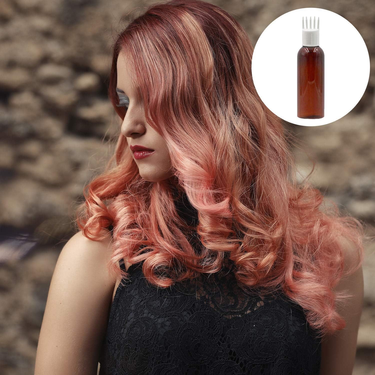 PHARCOS Hair Root Applicator (White) with Classic Amber Bottle, Flip Top Cap, Plug for Applying Hair Oil,Shampoos, DIY Care and Medicine 100 Ml (Pack of 1- Amber) image number 1