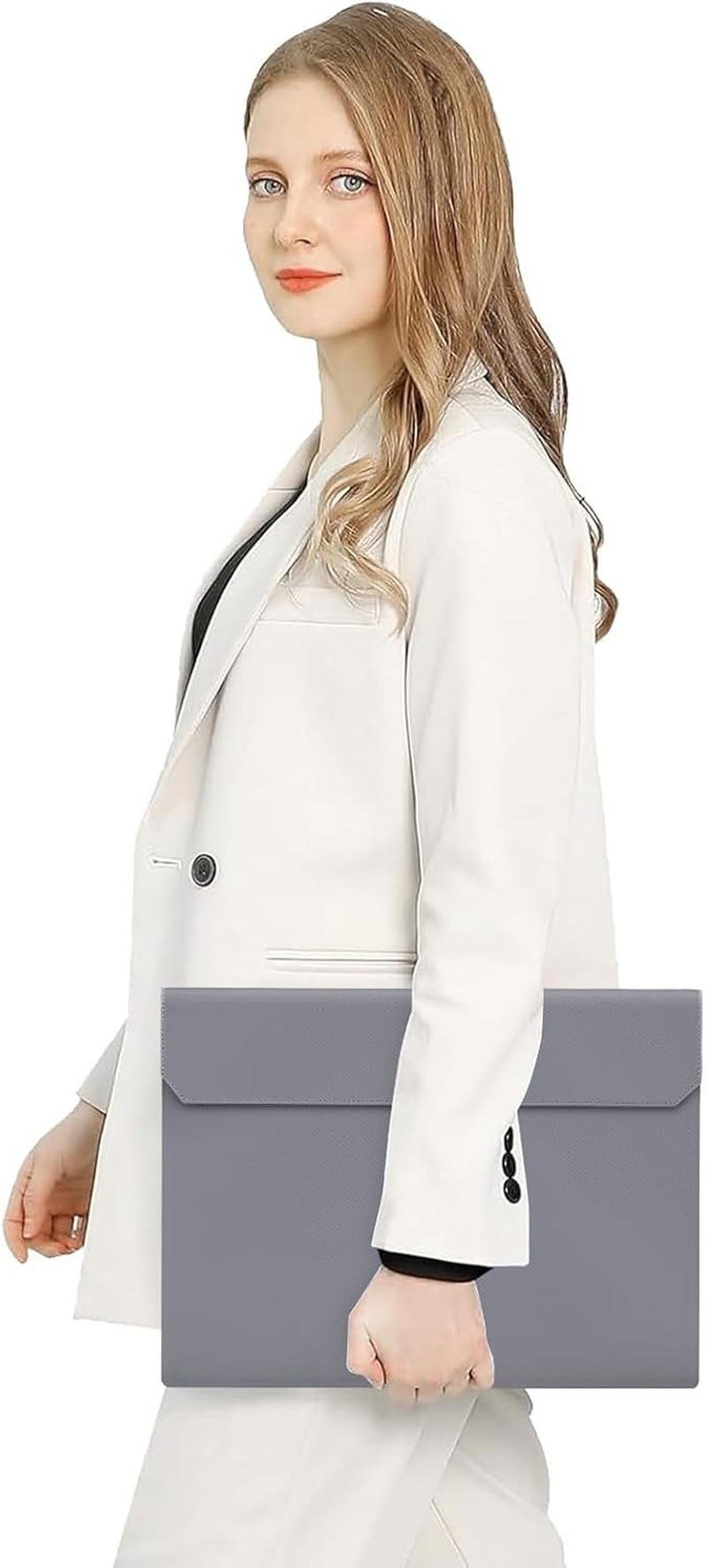 MOSISO Portable Monitor Case Sleeve 17.3 Inch, Carrying Case for Most 17.3 Inch Portable Display Monitors, Laptop Display Bag with Front Pocket, PU Leather Case for Travel Monitor Laptop, Gray image number 2