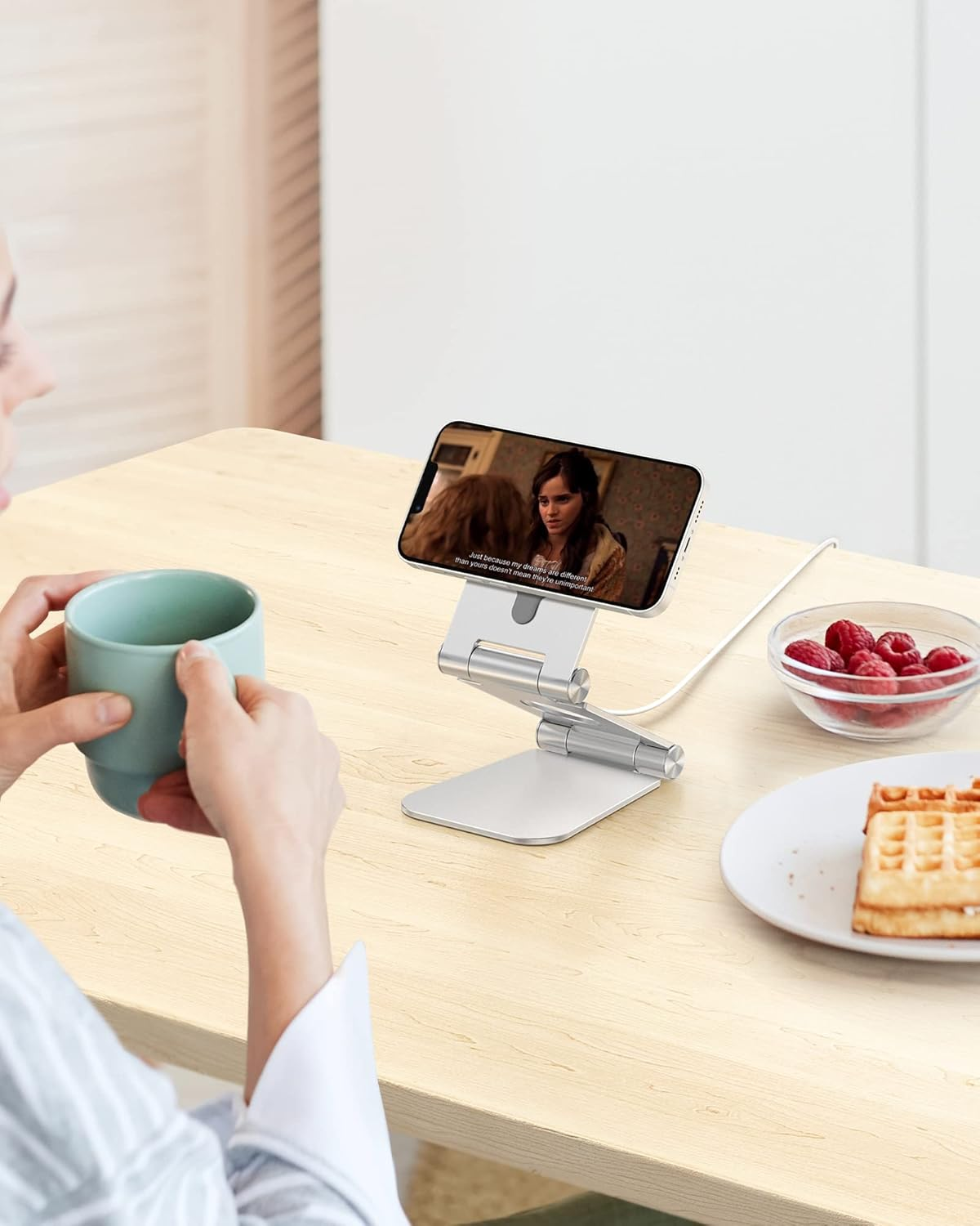 OMOTON Stand for Magsafe Charger, Foldable Phone Stand Holder for Magsafe Accessories， Compatible with Iphone 16/15/14/13/12 Pro Max/Pro, [Charger for Magsafe Not Included], Silver image number 2