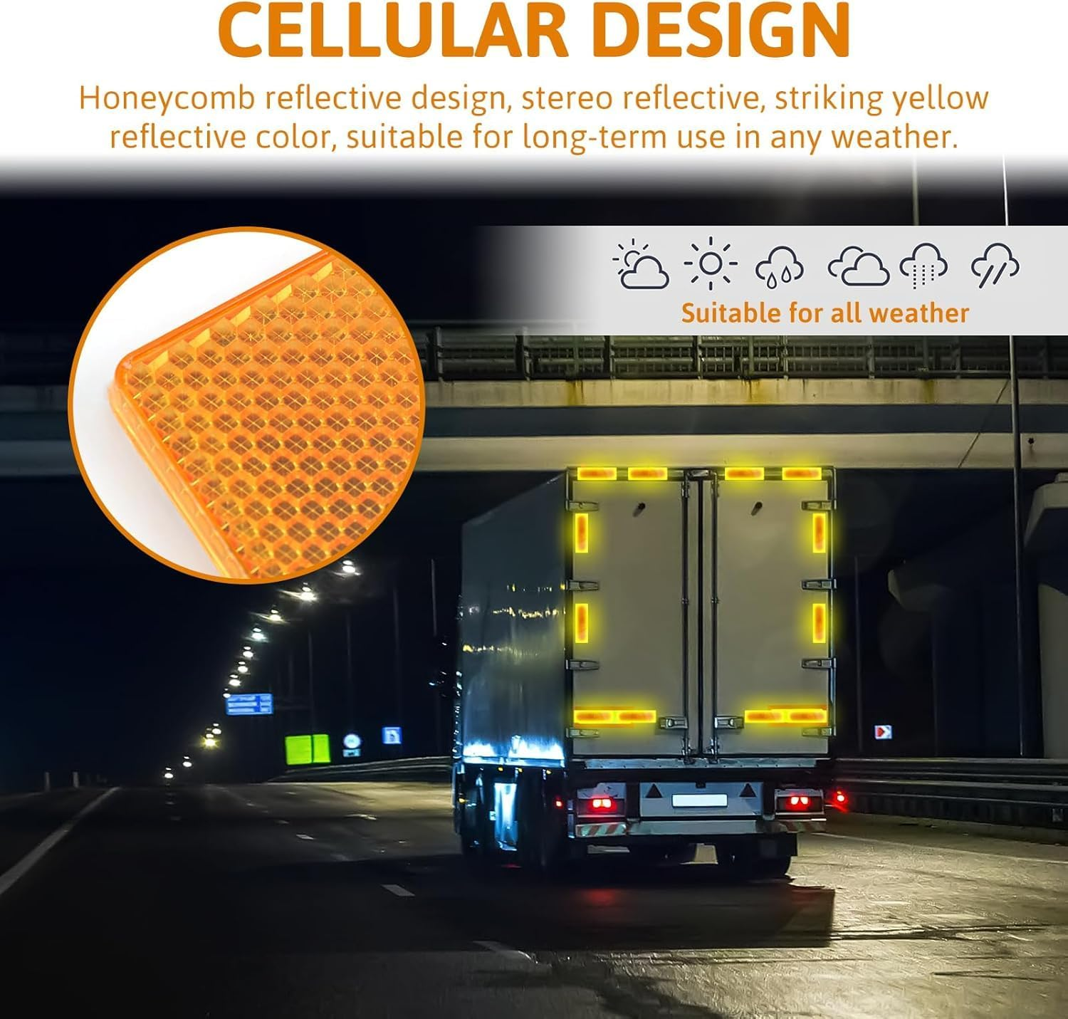 Driveway Reflector and Car Reflector Self Adhesive Rectangular Reflective Stickers, Waterproof High Visibility Safety Markers, Compatible with Cars, Bikes, Trailers, and Caravans 6 Pack - Haheihei image number 5