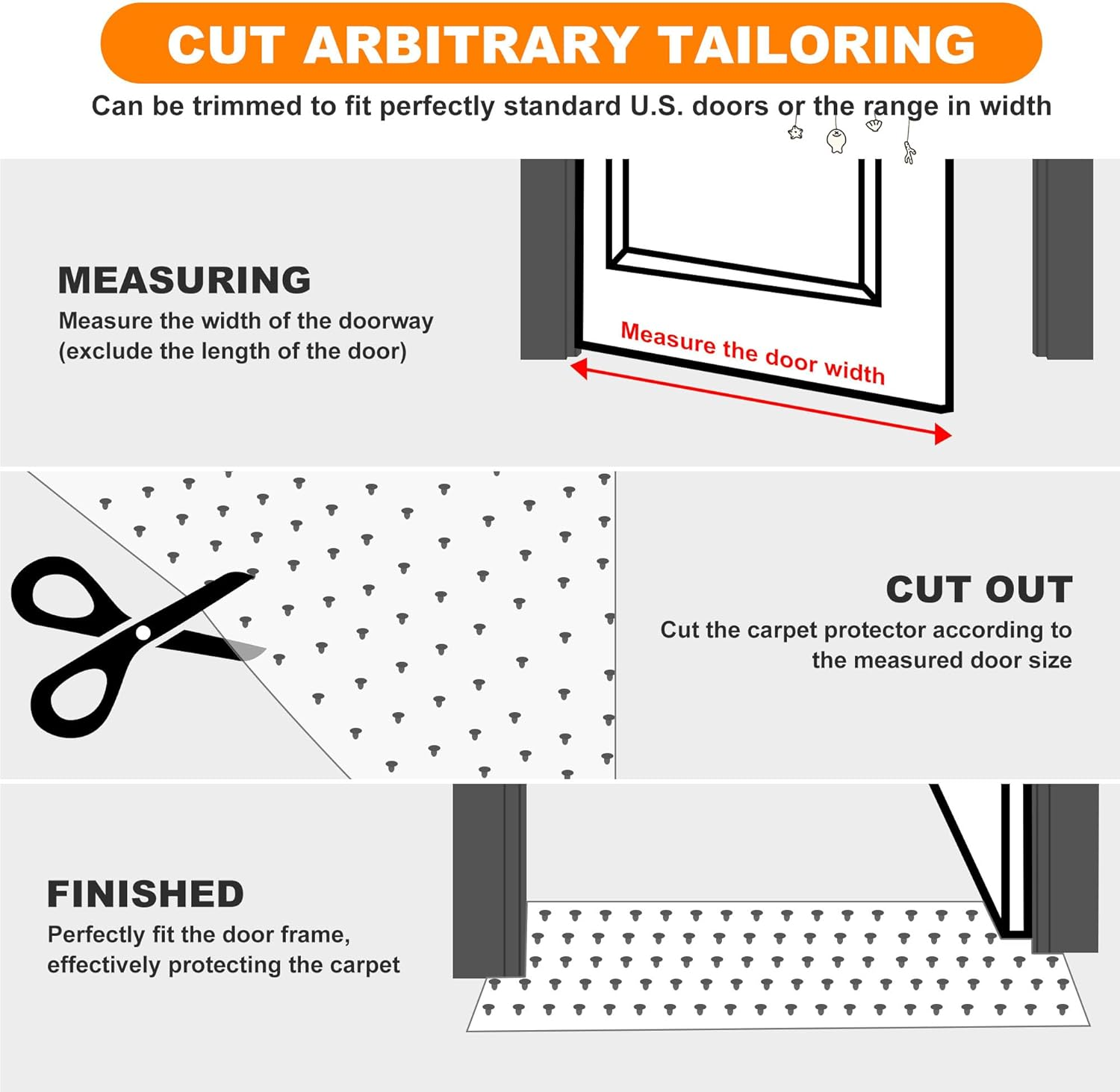 Upgraded Carpet Protector for Pets, PIONIQUS Cat Doorway Scratch Guard Mat, anti Scratch under Door Plastic Mat, Easy to Cut Durable Scratch Stopper for Carpet Floors, Non-Slip, Heavy Duty, 38&times;110Cm image number 2