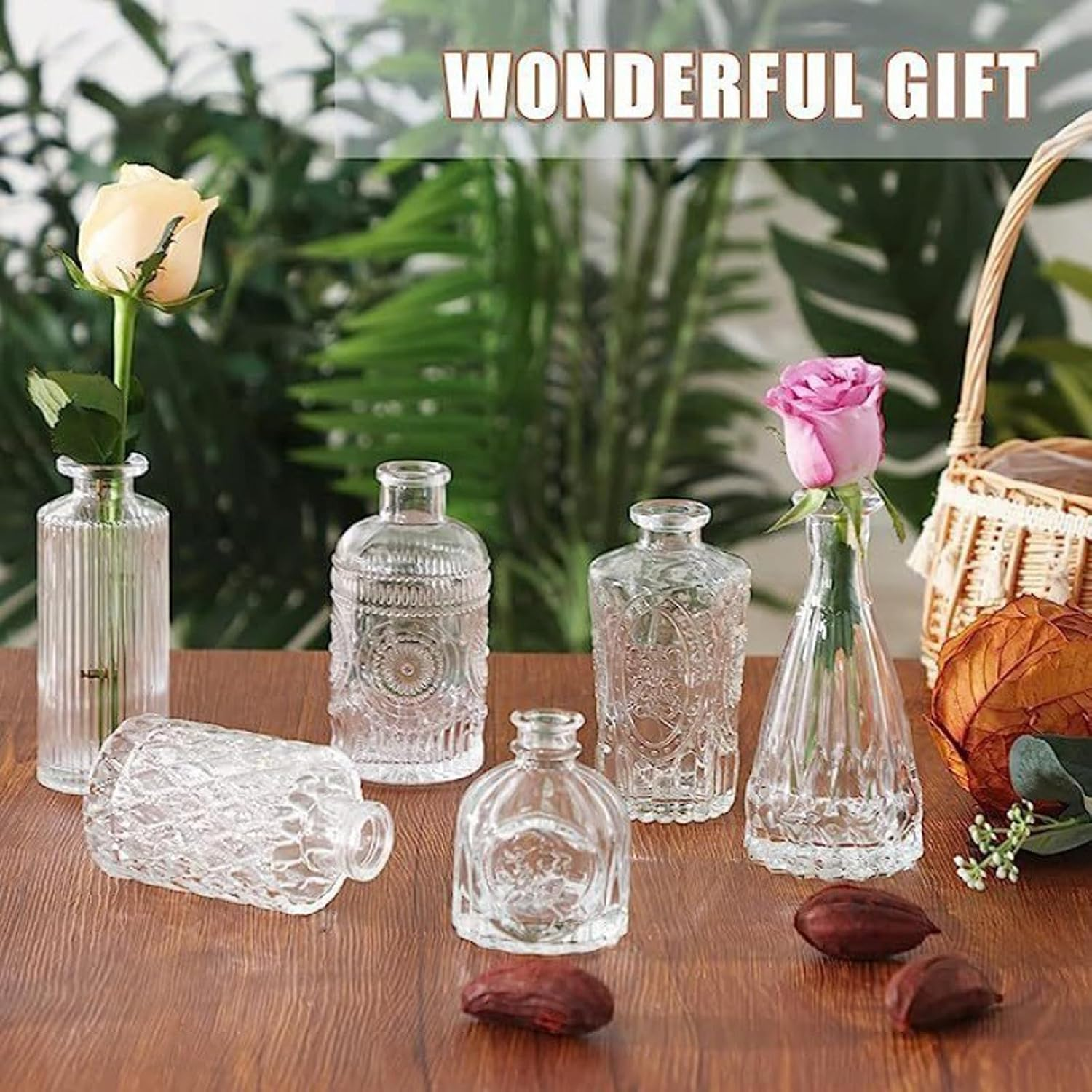 Set of 24 Glass Bud Vases, Small Vases for Flowers, Clear Centerpieces for Rustic Wedding, Room Office Table Decor image number 3