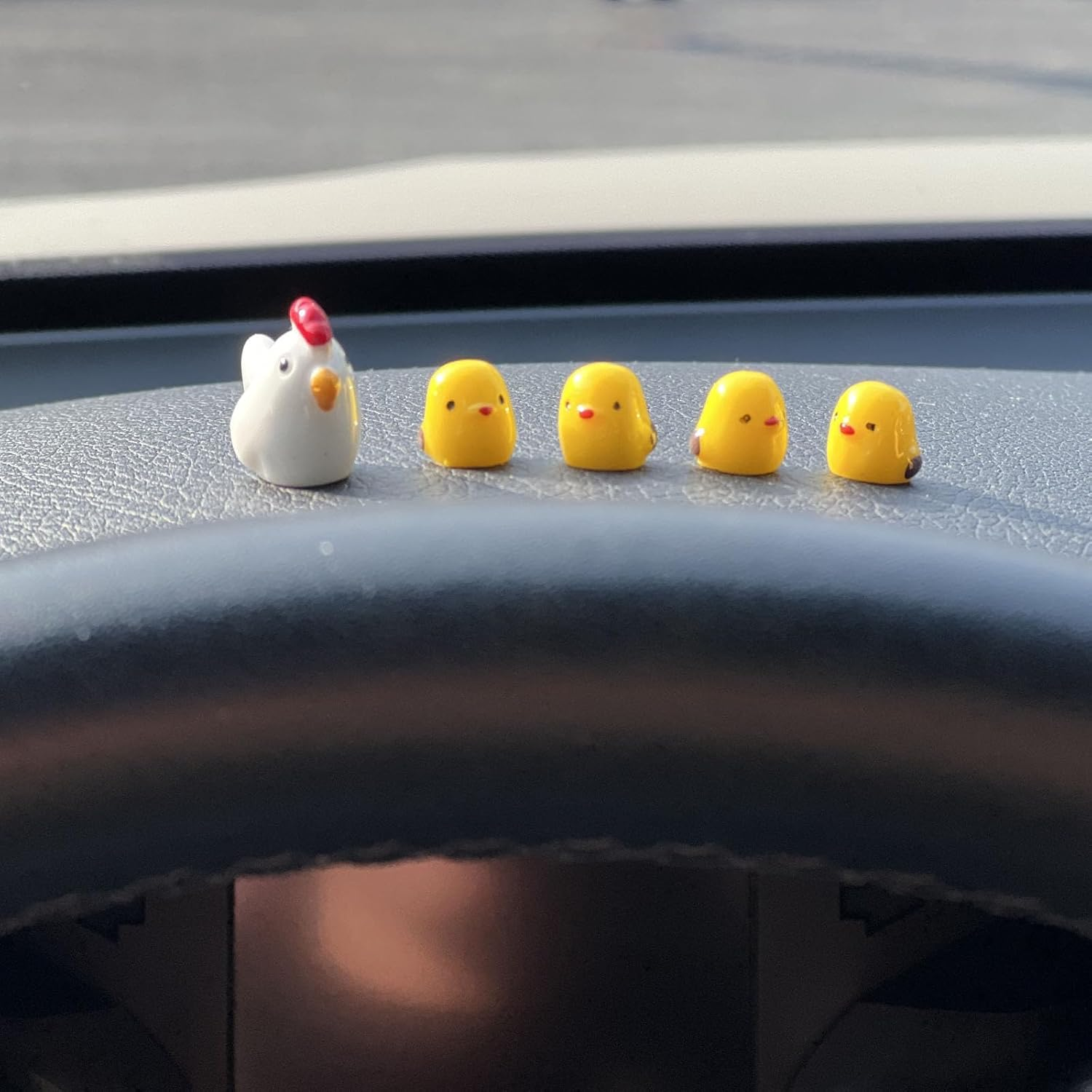 Cute Mini Chickens Car Dashboard Accessories Fun Chicks Car Rearview Mirror Decor Car Mirror Interior Ornaments, Fairy Garden Landscape Decor Home Decor Car Gifts - White, Yellow, Red image number 2
