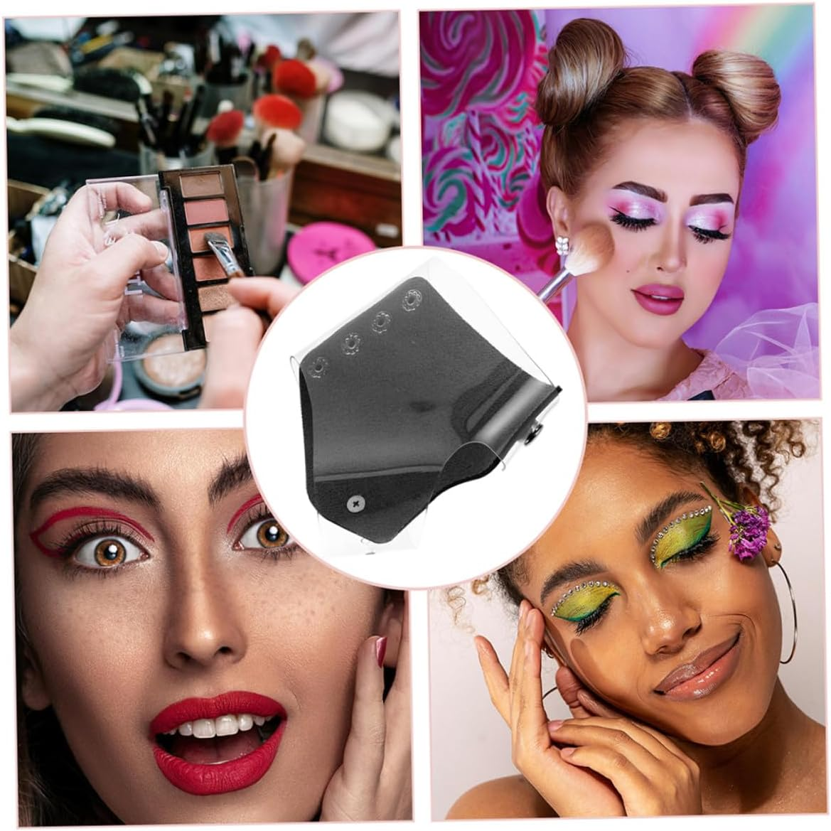 Iplusmile 2Pcs Black Small Makeup Mixing Trays Foundation Palette Cosmetic Plate for Creams and Eyeshadow Blending, Makeup Artist Tool for Precise Color Mixing image number 4