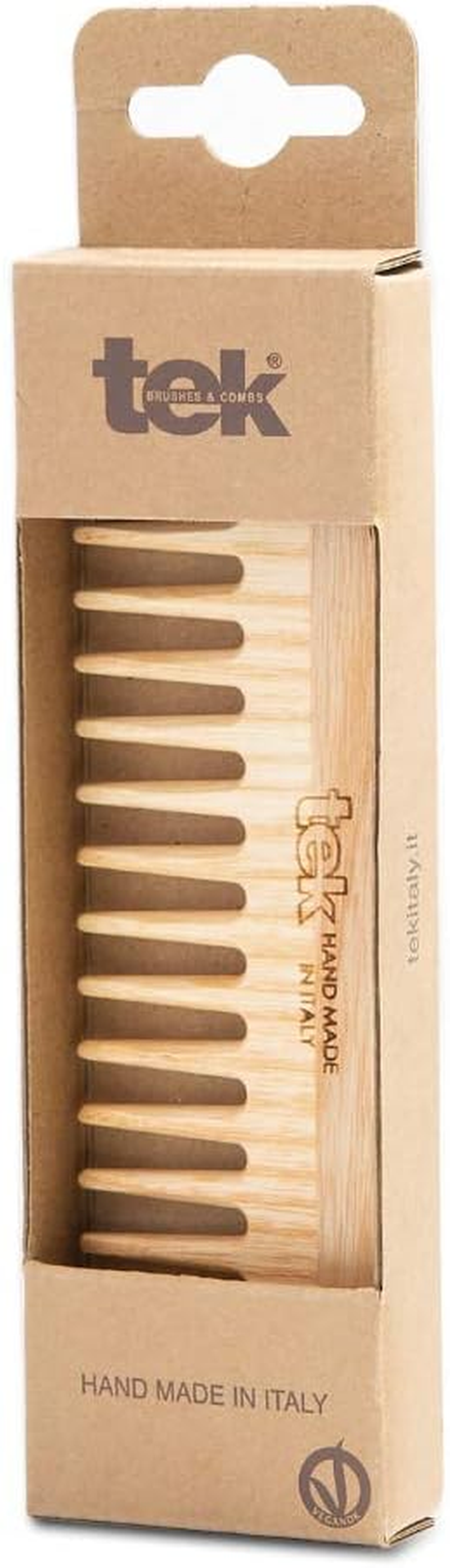 TEK 【Handmade by Italian Artisans】All Natural Material Tek Comb Large Natural Hair Brush image number 3