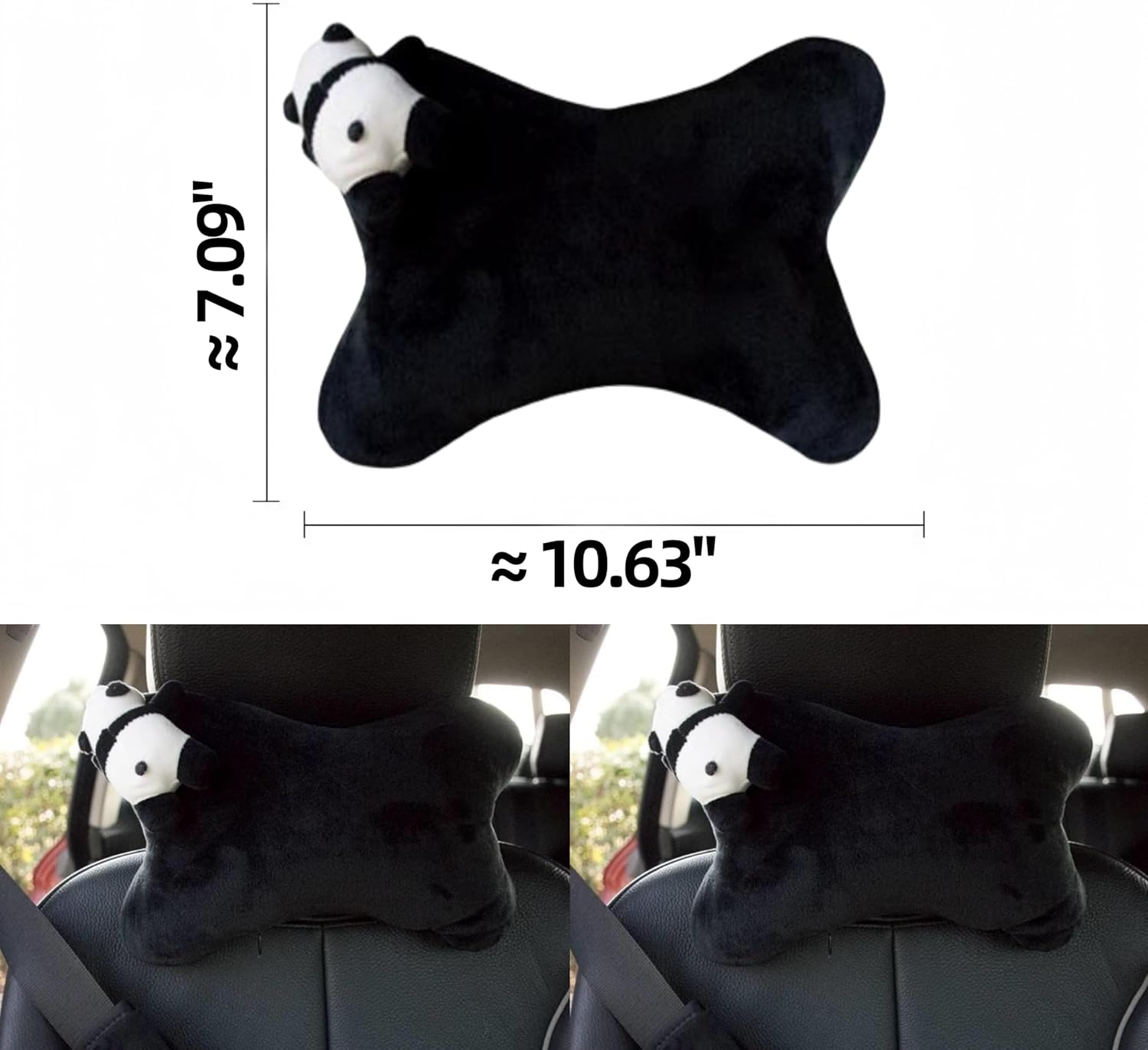 Car Seat Pillow & Seat Belt Covers 2PCS Cute Panda Car Headrest Pillow Cartoon Comfortable Neck Support Cushions Soft Plush Auto Belt Decor Wraps (2Pcs Car Pillow + Seat Belt Covers) image number 3