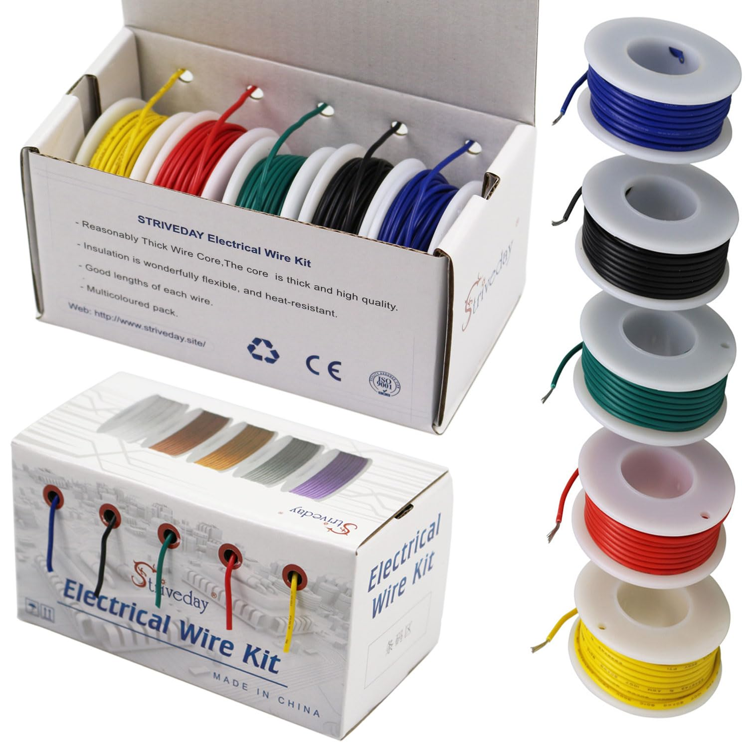 Strivedaytm 20 AWG Flexible 1007 Electric Wire - 20 Gauge Copper Hook up Cable, 300V Electronic Stranded Cable for DIY Box-2