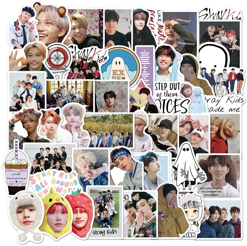 50Pcs Stray Kids Pack 2 Korean Singer Idol Stickers Vinly Decal Suitcases Skateboard Cars Luggage Helmets Ipads Boats Surfboards for Kids Teens image number 3