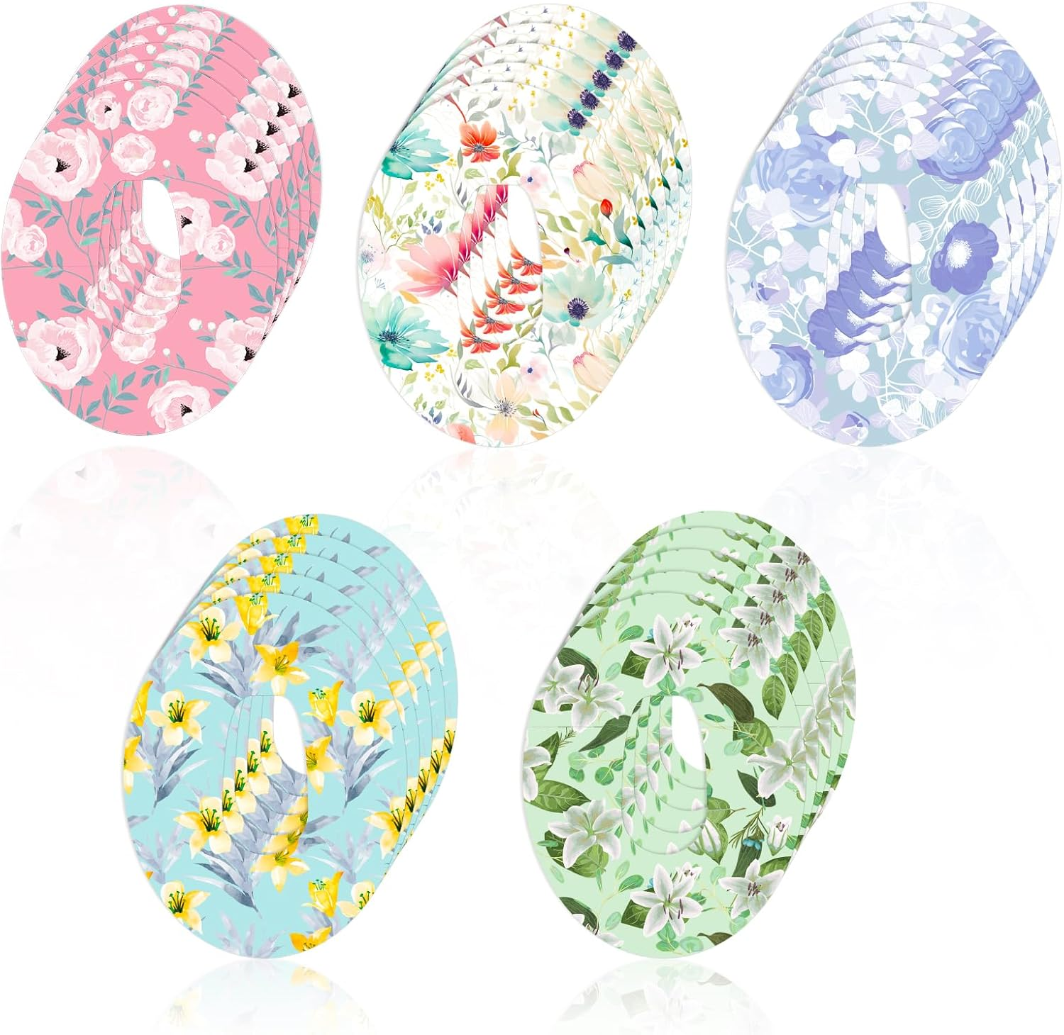 25Pcs Adhesive Patch for Dexcom G6, Waterproof Adhesive Overpatches Breathable Sweatproof Sensor Cover Colorful Floral Sensor Tape Sensor Stickers Protector for Dexcom G6 image number 2