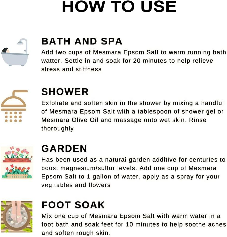 Elemensis Naturals Epsom Salt (Magnesium Sulphate) for Bathing, Relaxing Foot and Pain Relief Therapeutic Spa Treatment & Refreshing Body, 500Gm image number 3