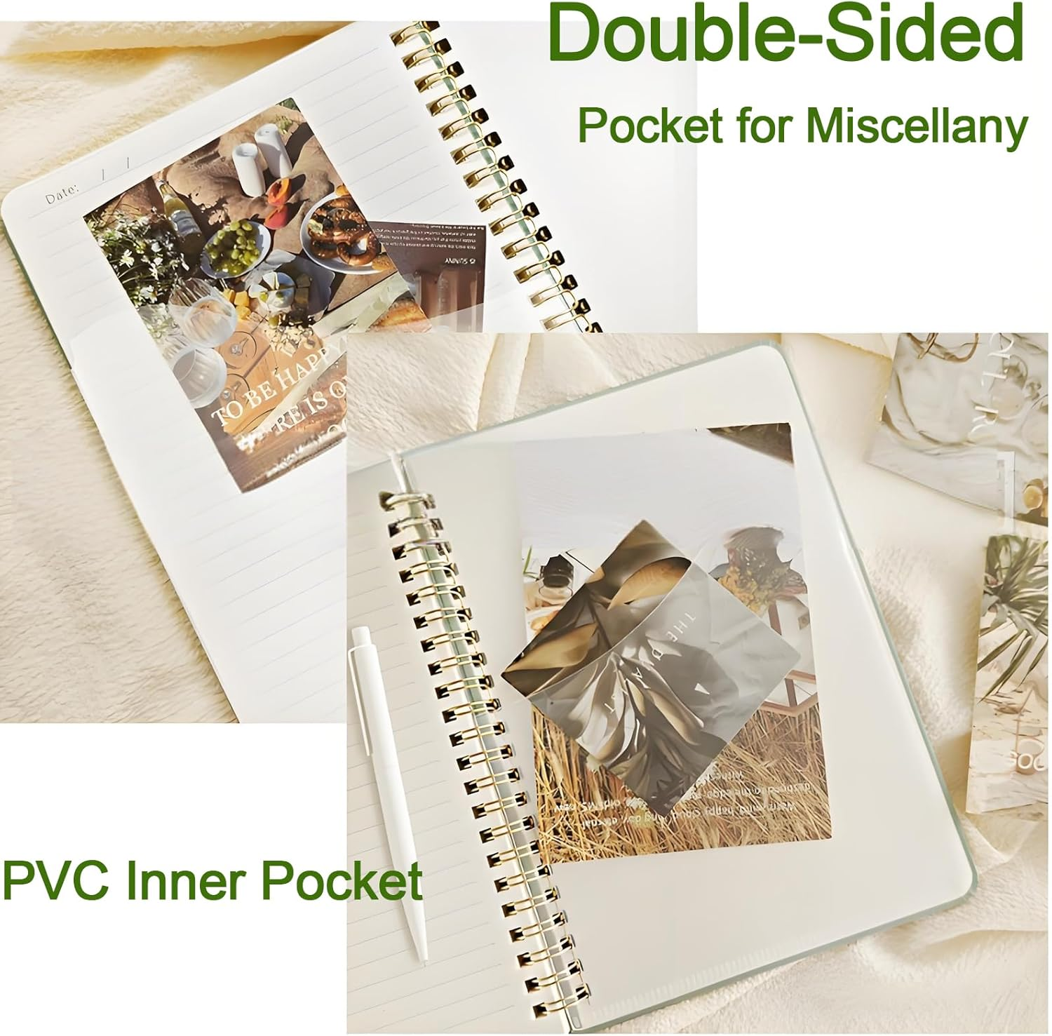 TUNJEJINY Lined Spiral Journal Notebook, A5 College Ruled Journals for Women Men, 100 GSM College Ruled Notebooks for Writing Note Taking and Office School Supplies 6.1" X 8.47" 136 Pages (Green) - Blue image number 3