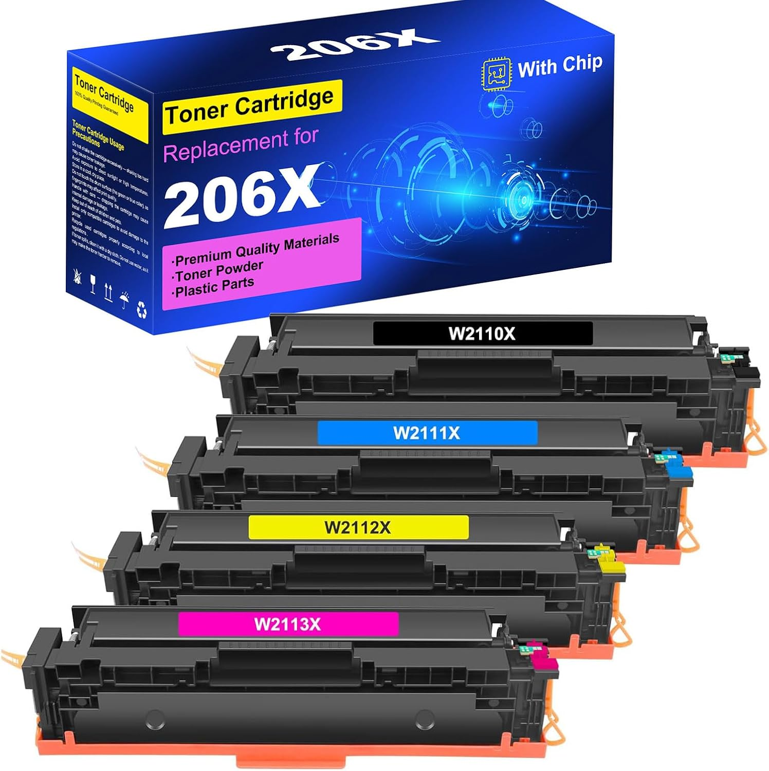 206X Toner Cartridges 4 Pack (1BK,1C,1M,1Y) Compatible with HP Color PRO MFP M283Fdw, M283Fdn, M283, M282Nw, M282, M255Nw, M255Dw, M255 Printers image number 5