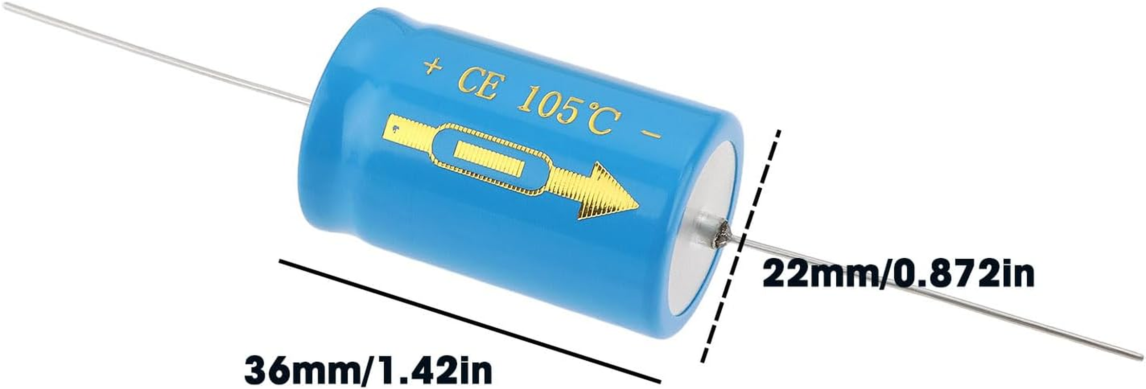 Emagtech 2Pcs Axial Electrolytic Capacitor 2200UF 63V for Host Air Conditioner 22X36Mm image number 1