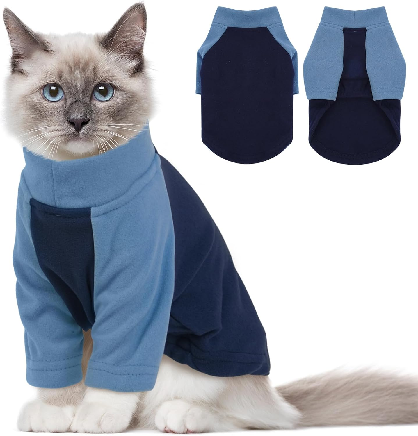 DENTRUN Cat Jumper, Cat Sweater, Cat Fleece, Cat Warm Coat, Cat Pajamas, Hairless Cat Outfit, Cat T Shirt, Cold Weather Cat Pullover,Cat Cloth image number 1