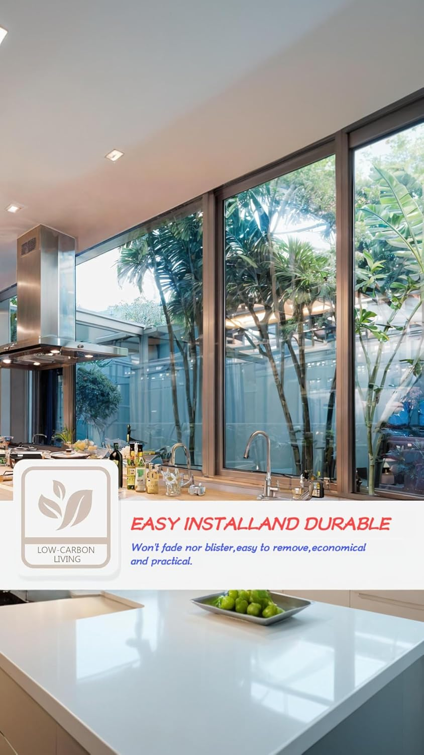 Honwor One Way Window Film - Silver, 23.6X39.4 Inches | Daytime Privacy, UV Blocking, Static Cling, Reflective Window Tint for Home and Office image number 1