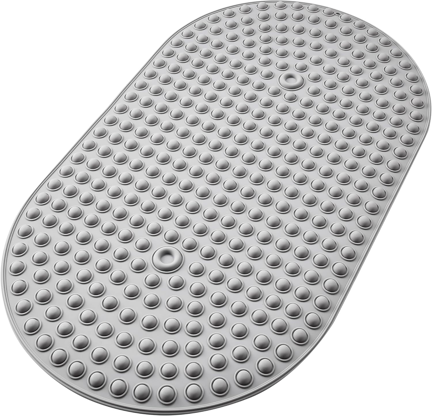 Joiyota Silicone Bath Mat for Tub Non Slip, Bubble Massage anti Slip Shower Mat with 27 X 15 Inches for Easy Storage, Washable Bathtub Floor Mats for All Ages, Grey, Oval